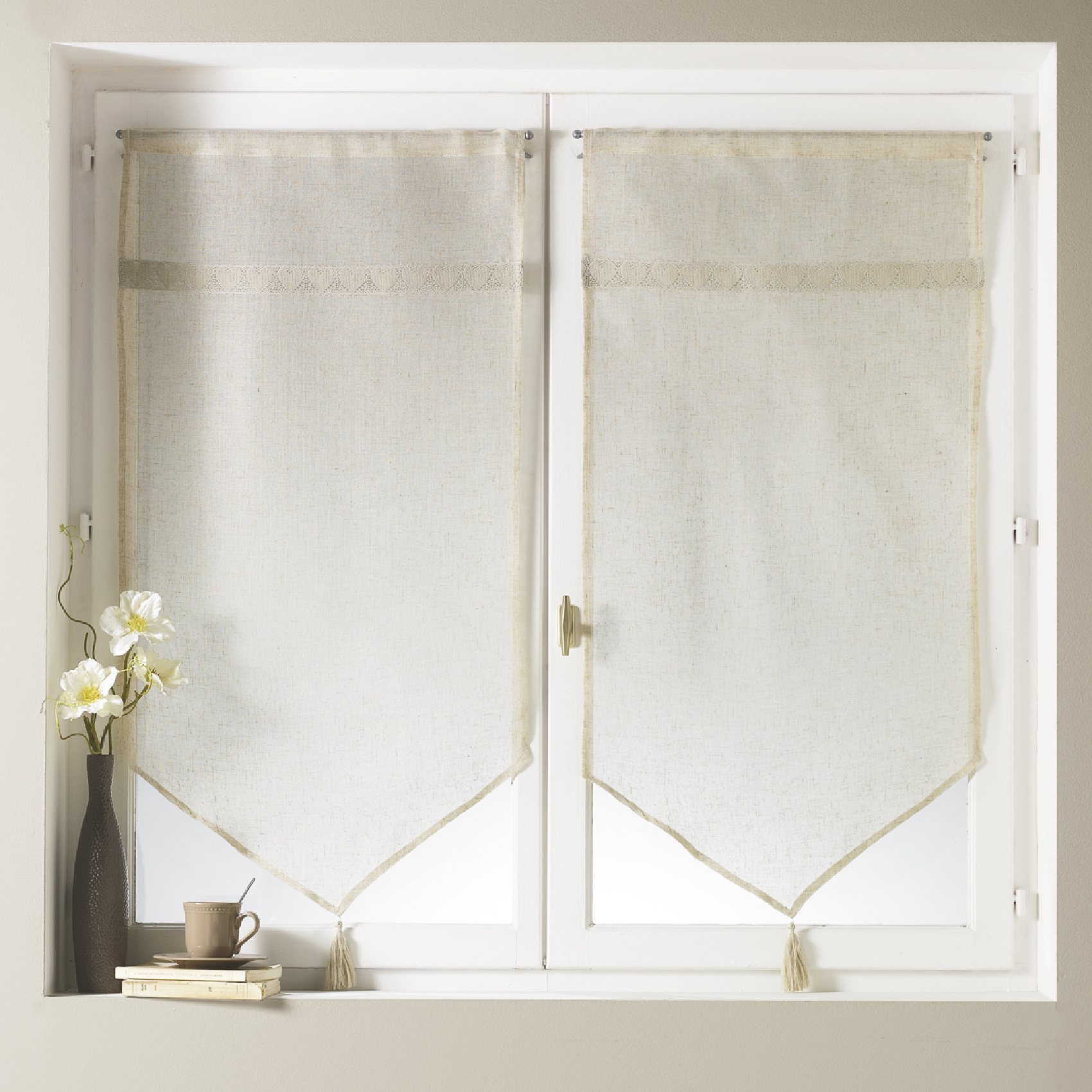 Paire de voilage à parement haut en macramé coeur — vue 6