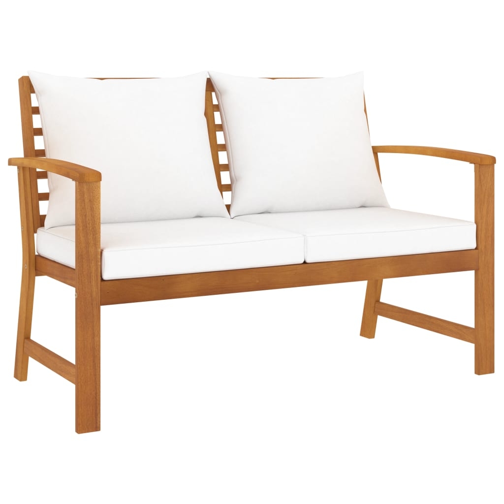 Banc de jardin en bois avec coussins