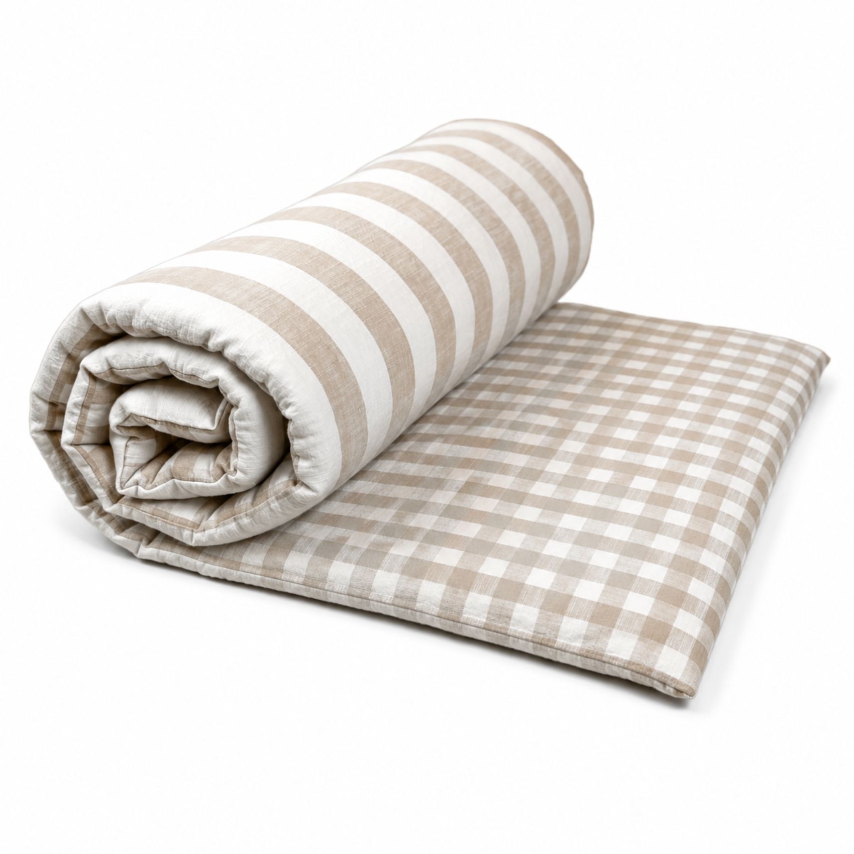 Édredon réversible coton flammé motifs rayures et vichy LOURMARIN