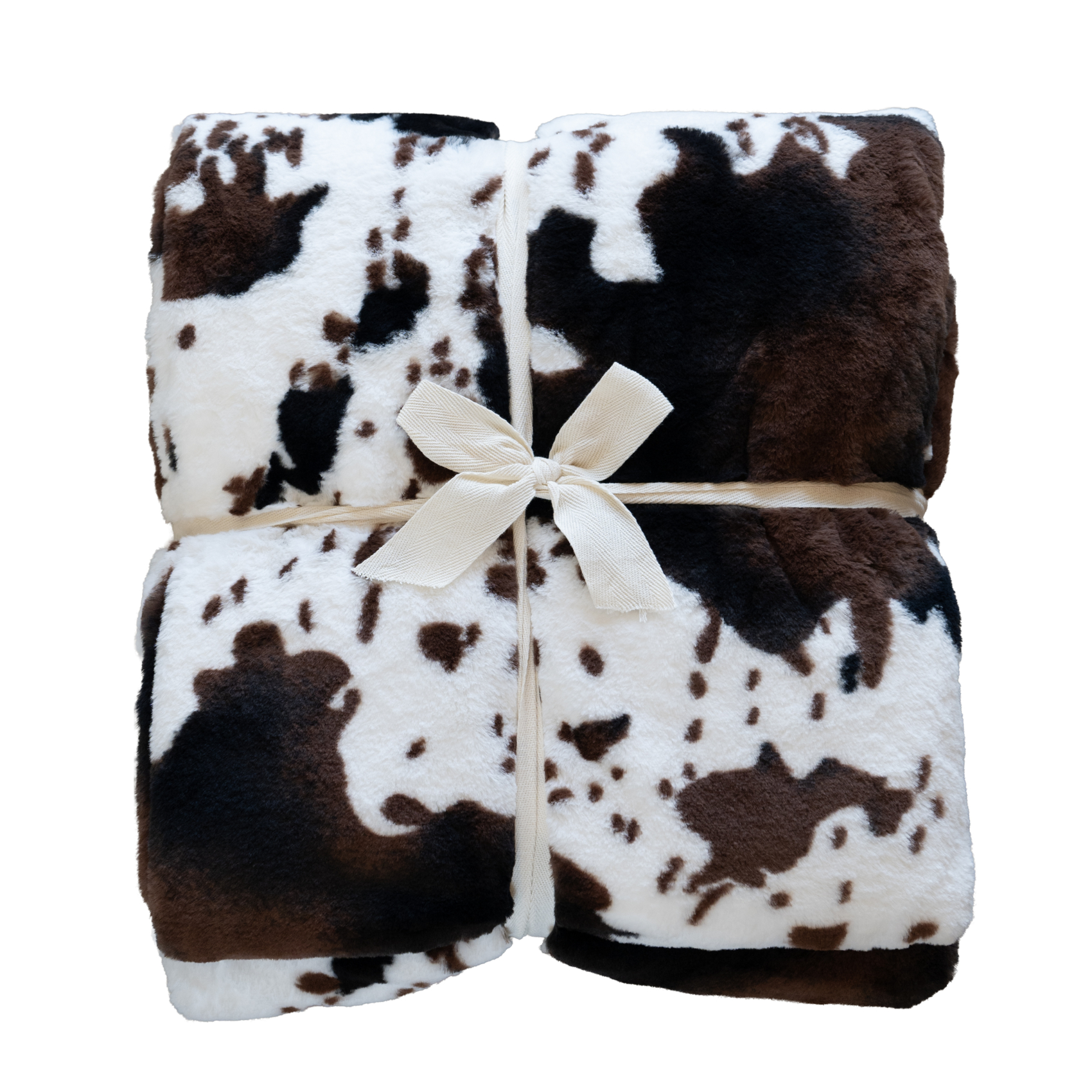 Plaid doux à motif peau de vache avec dos en velours