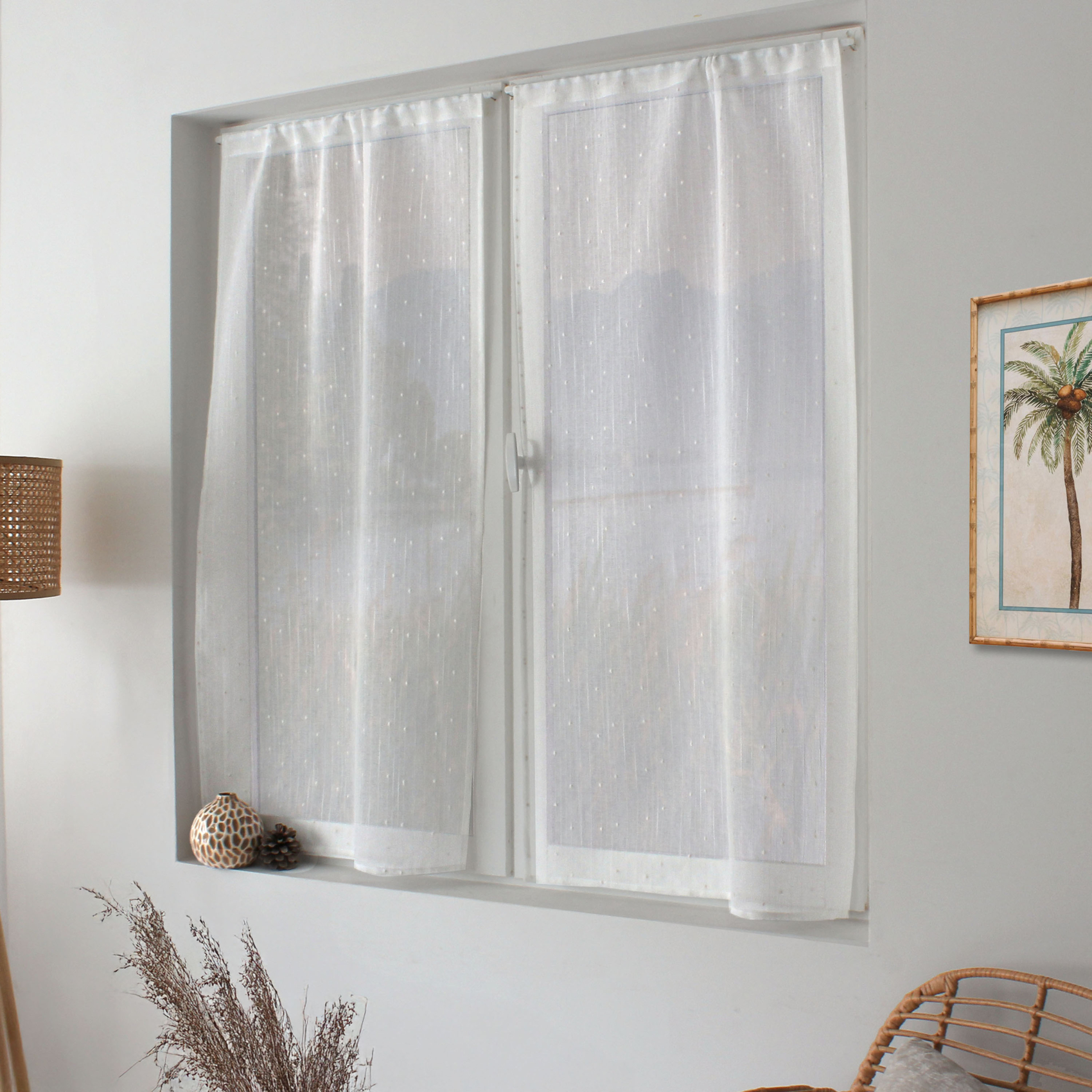 Paire de petits voilages plumetis effet lin — vue 5