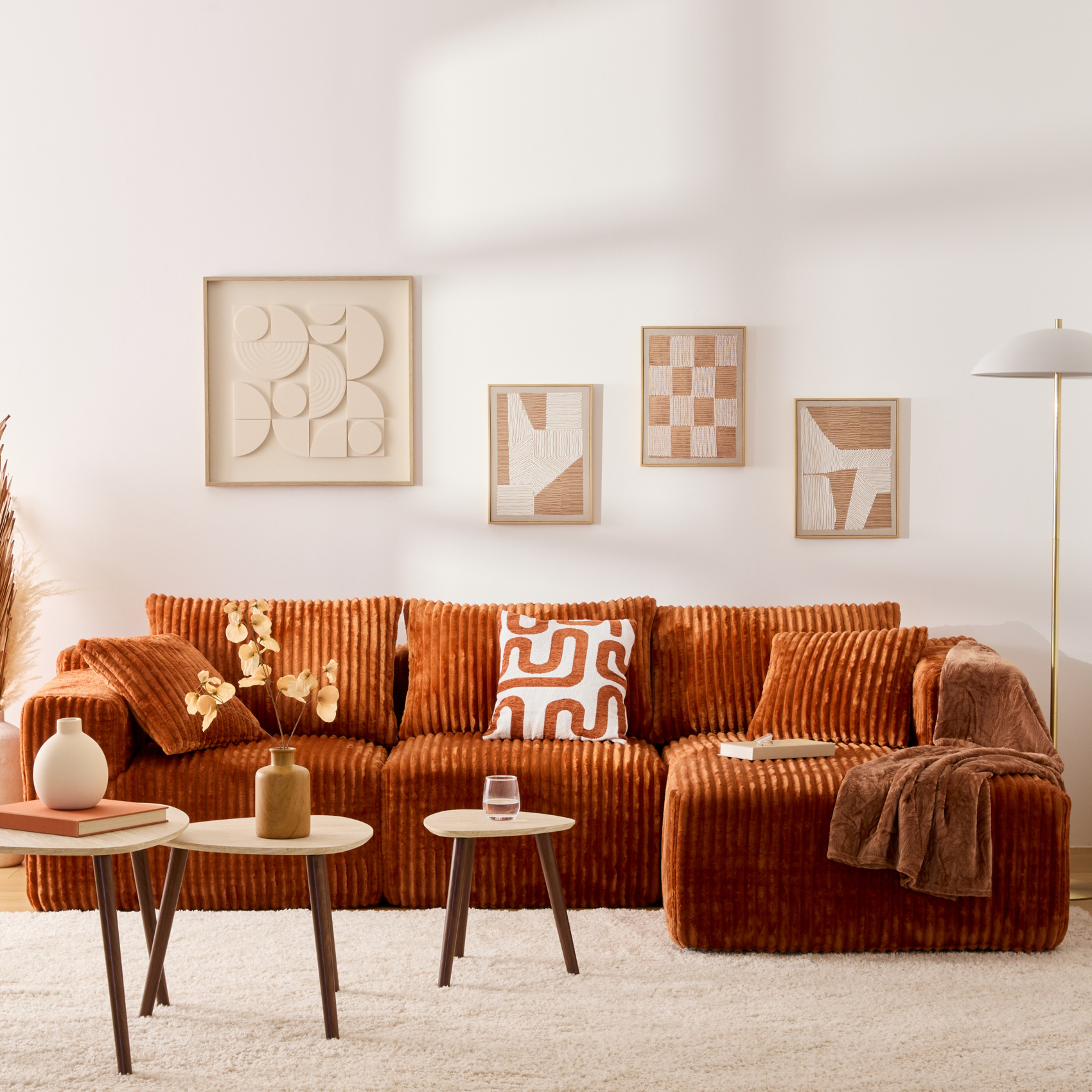 Canapé d’angle 3 places en tissu côtelé — vue 6