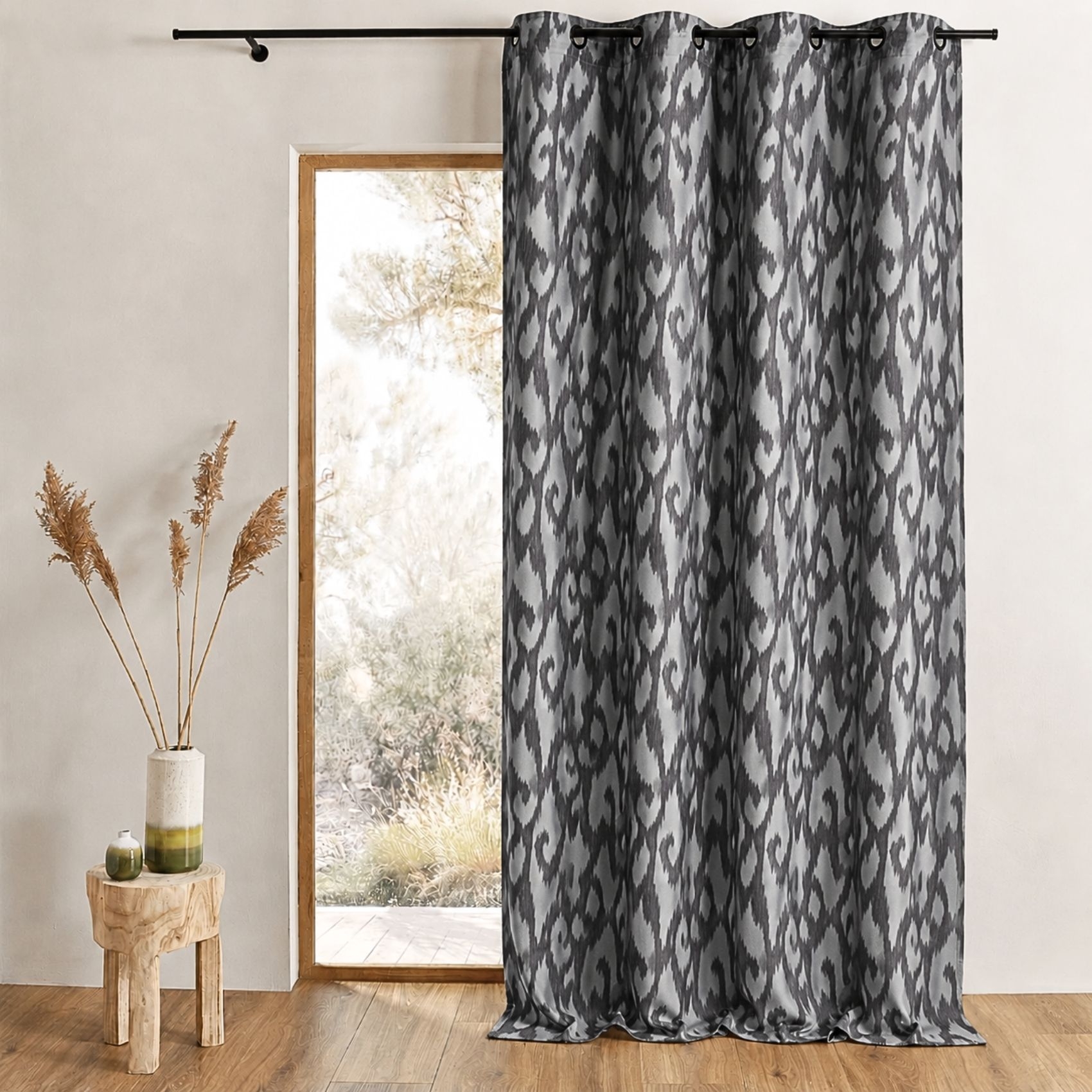 Rideau tamisant en jacquard motifs baroques