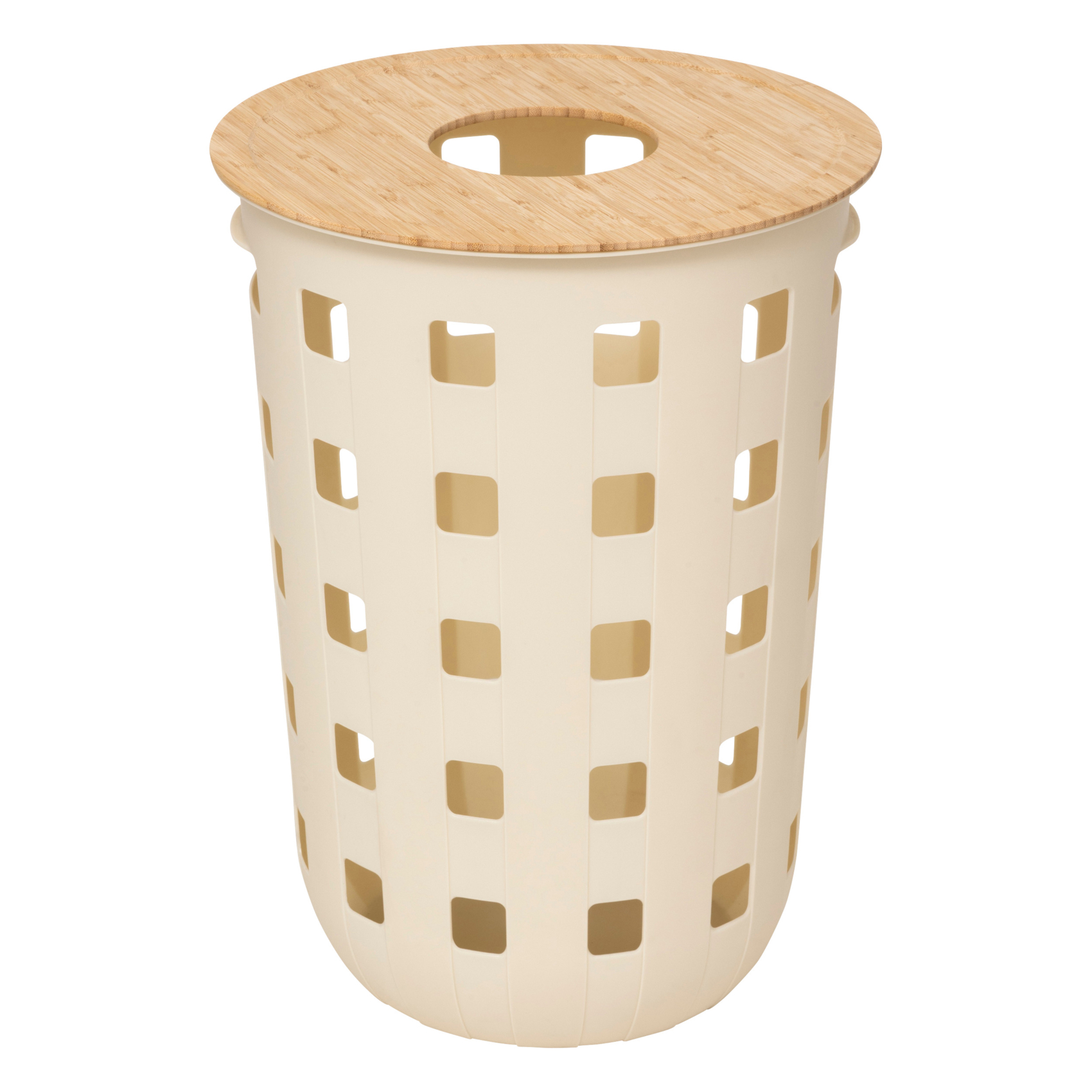 Panier à linge avec couvercle ajouré en bambou
