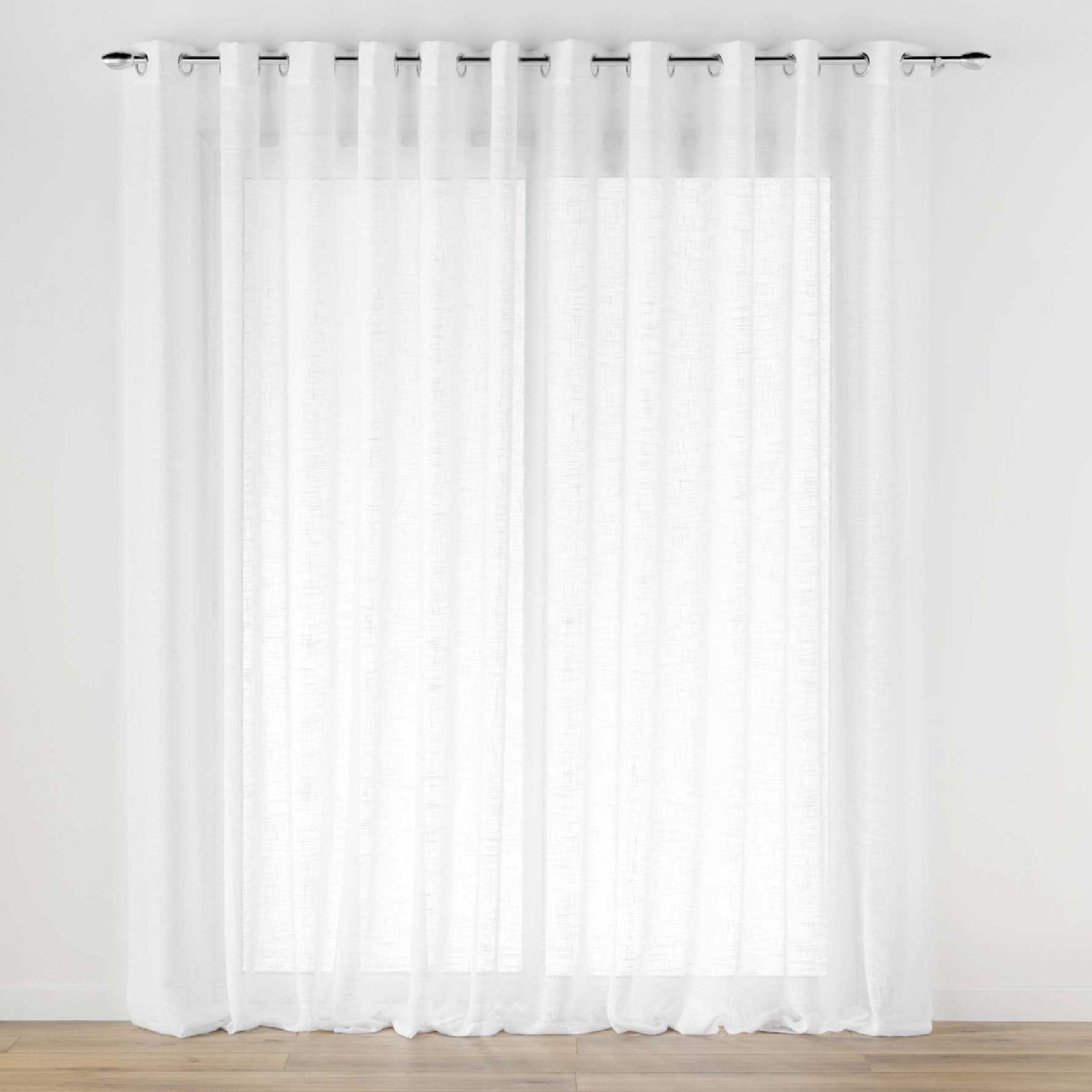 Grand Voilage à Oeillets Blanc Effet Lin Tissé — vue 5