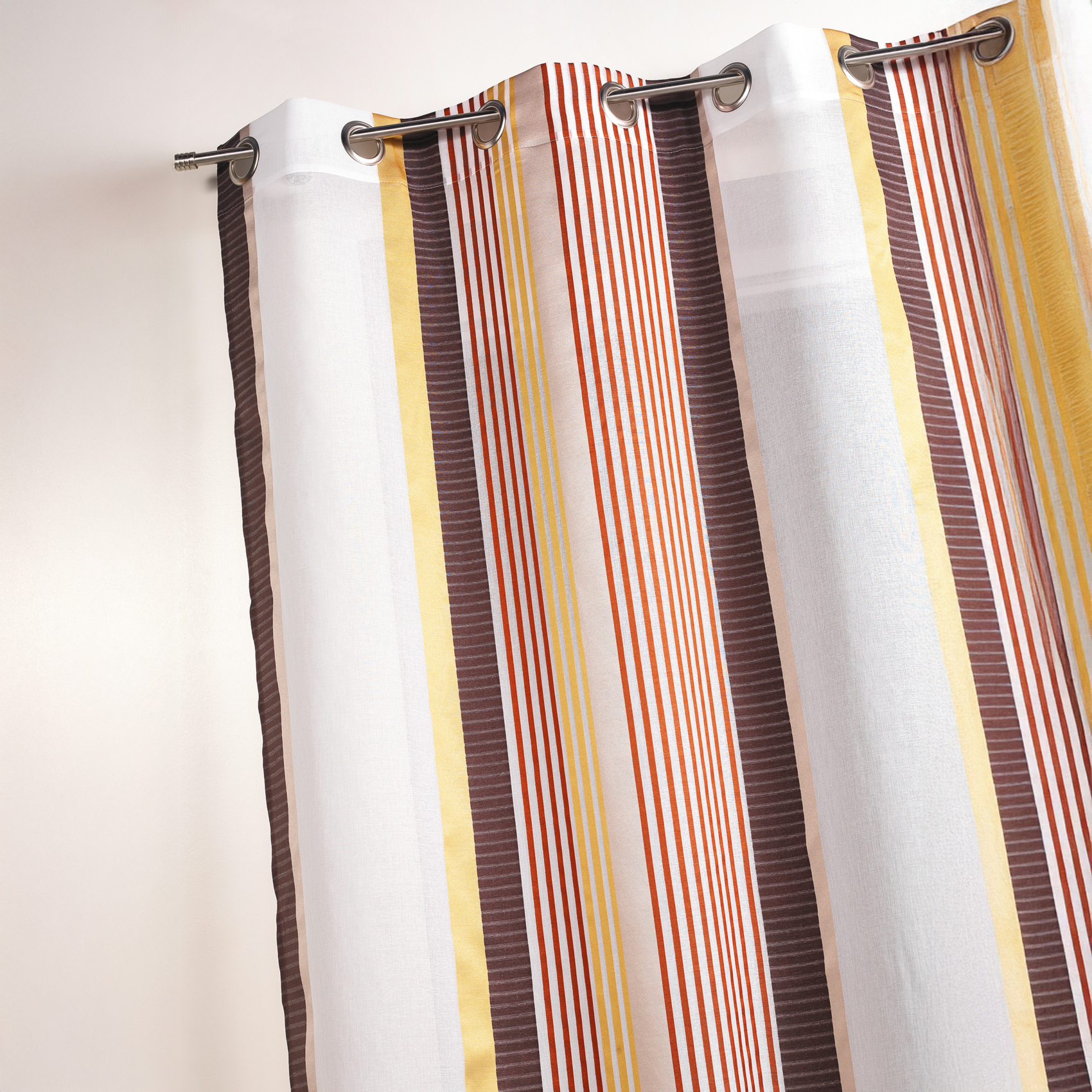 Voilage en étamine à fines rayures verticales colorées — vue 3