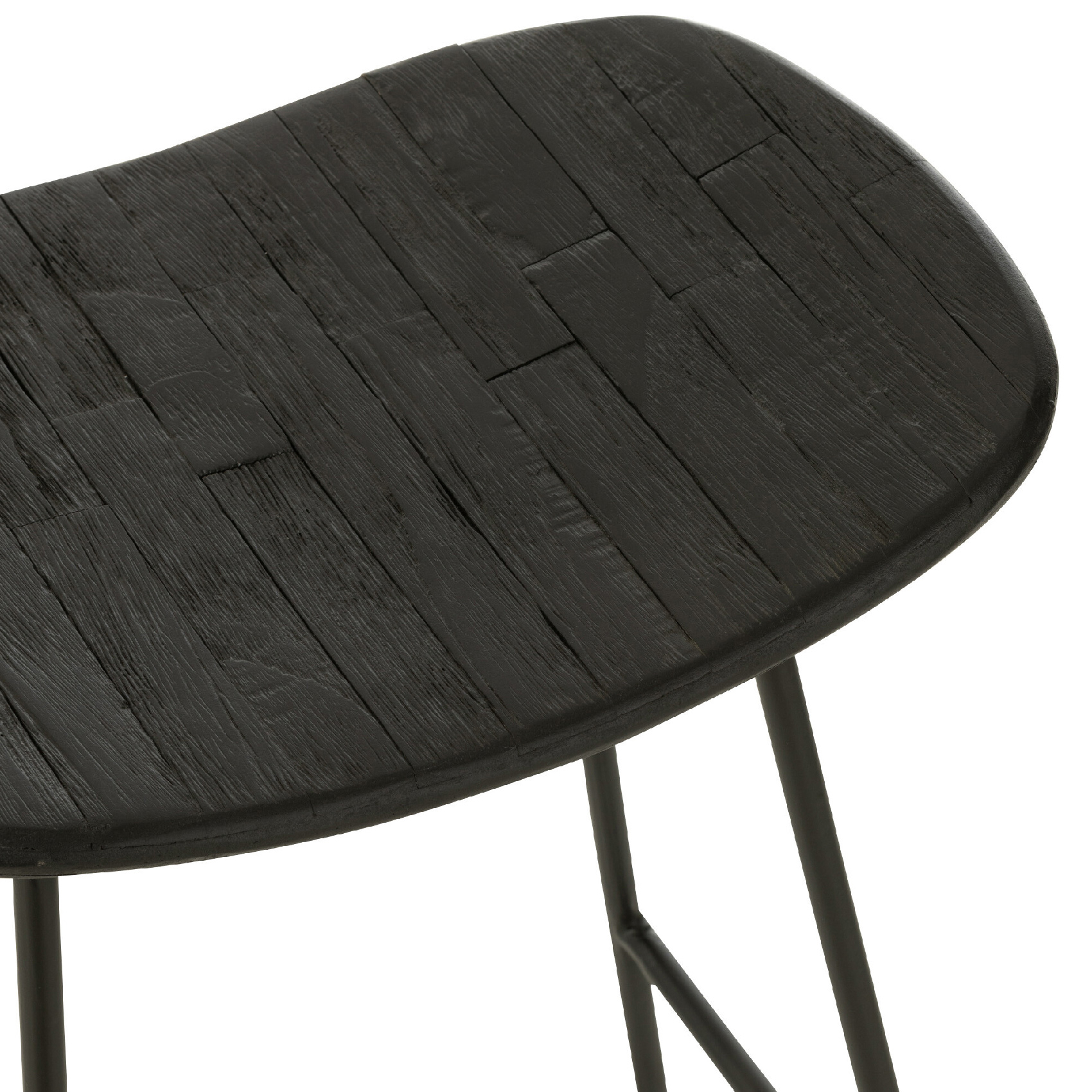 Tabouret rectangulaire en teck recyclé — vue 3