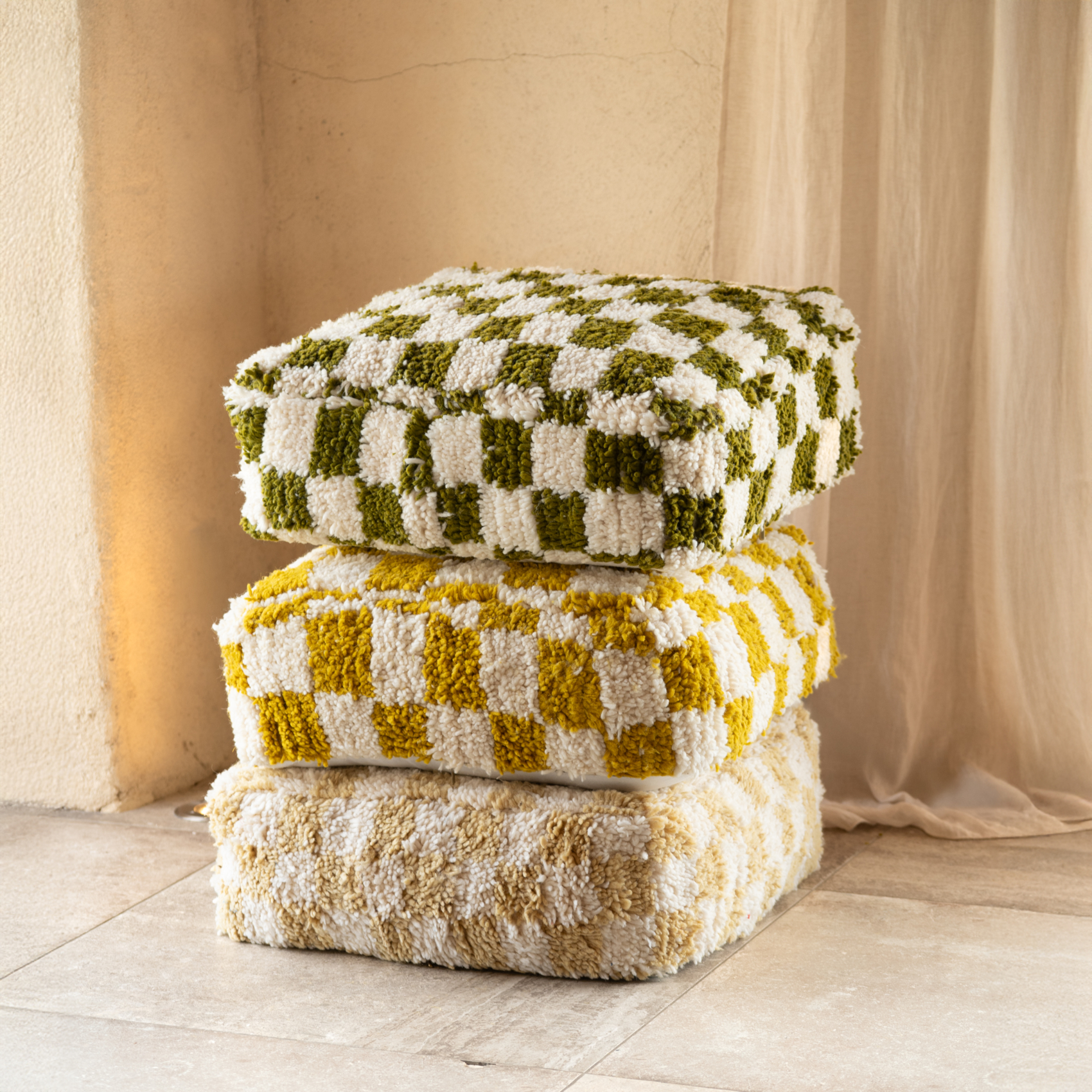 Housse de pouf damier en laine — vue 5