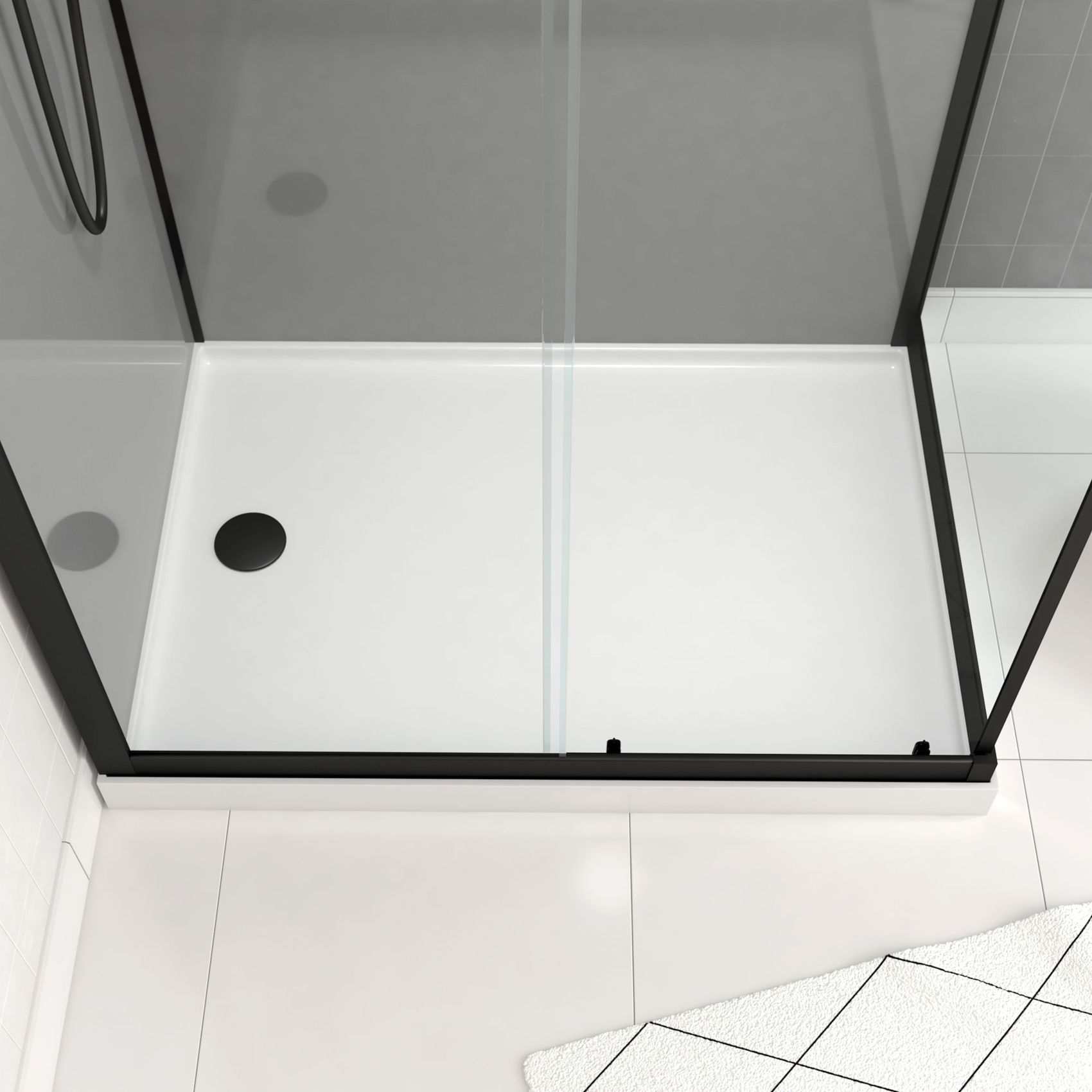 Cabine de douche rectangulaire avec receveur bas et porte coulissante — vue 5