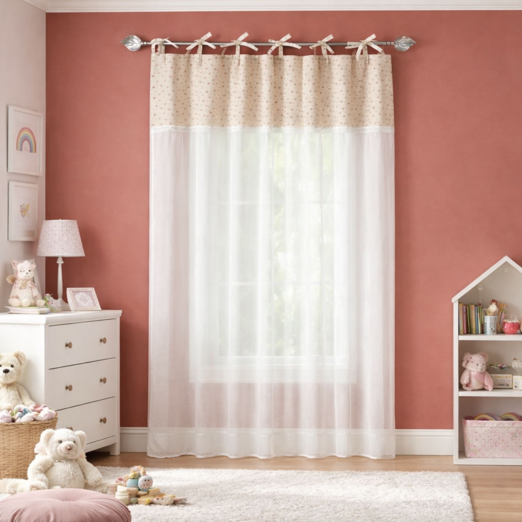 Voilage coton et lin à nouette avec parement