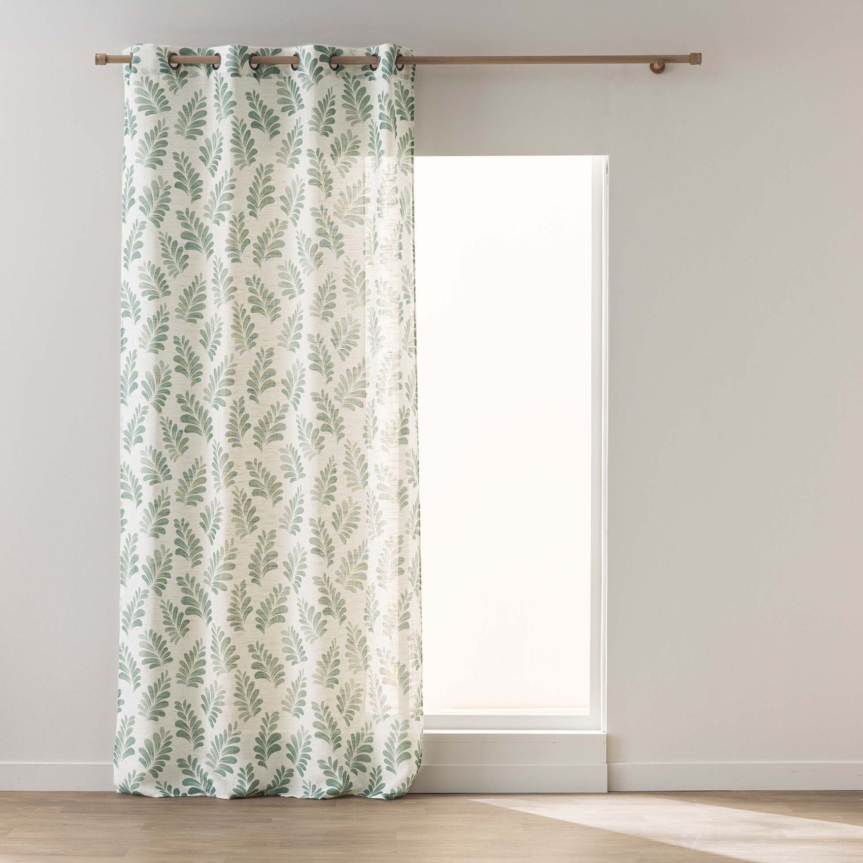 Rideau à œillets polylin imprimé végétal tamisant