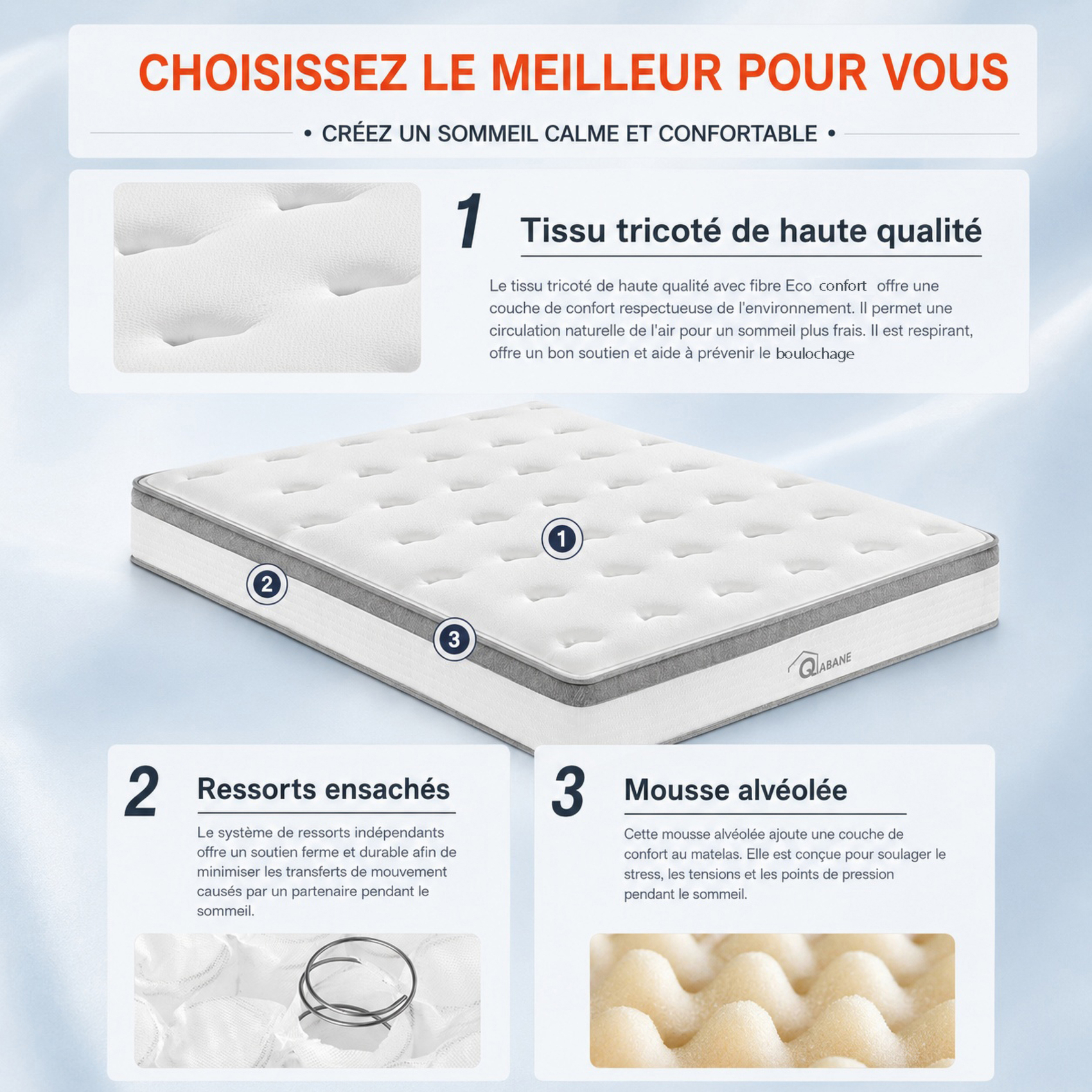 Matelas à ressorts ensachés de 25 cm en mousse — vue 6