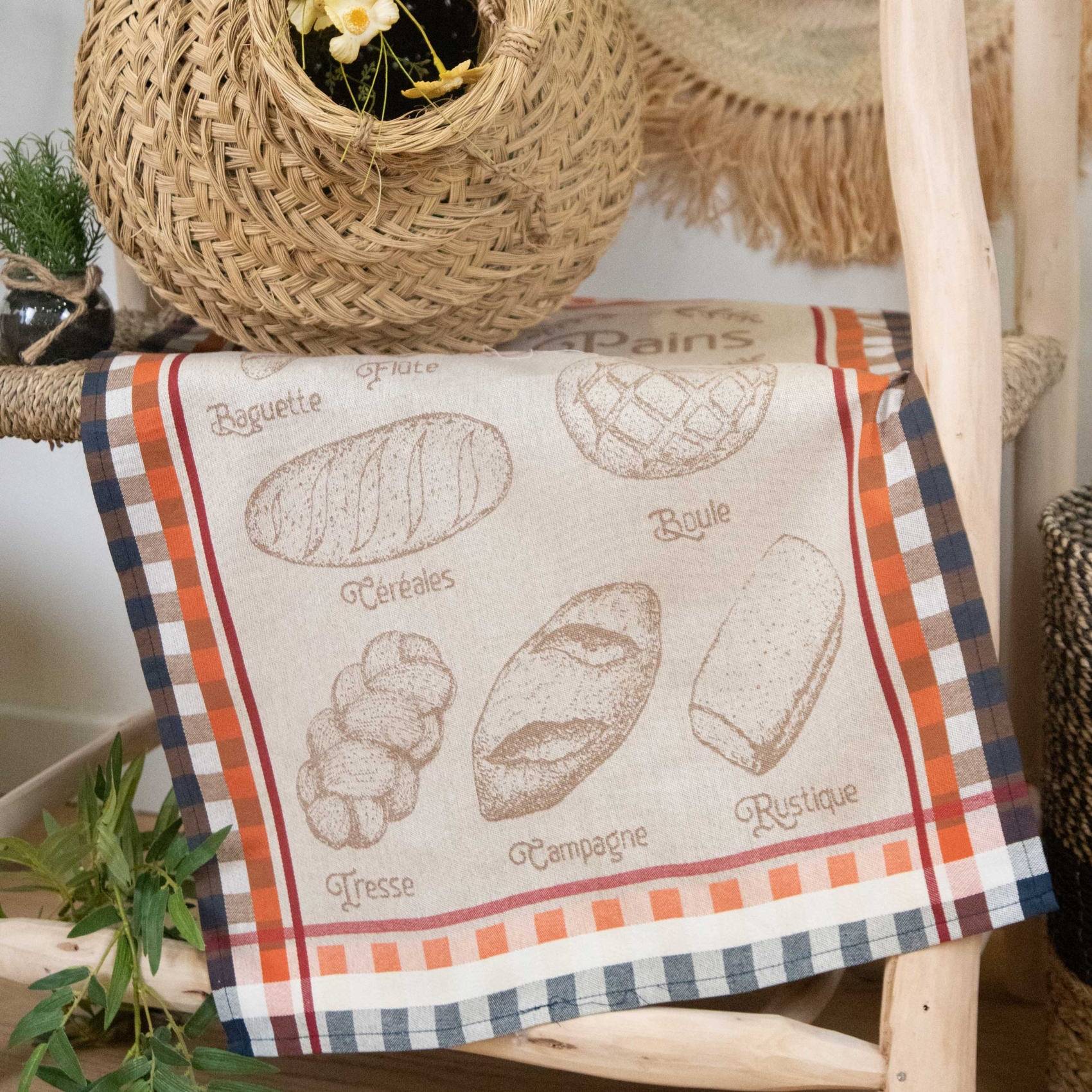 Torchon en coton pains tradition française — vue 3