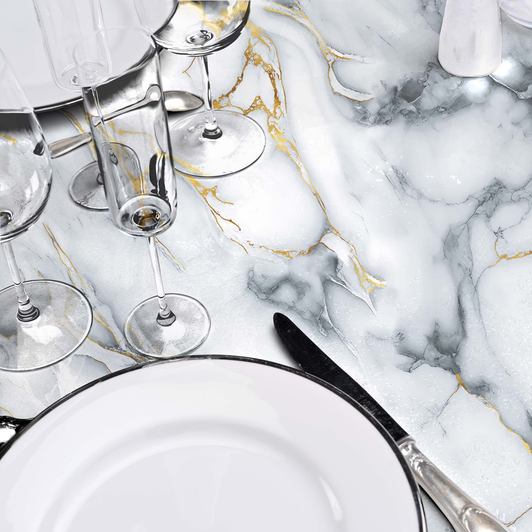 Toile cirée imprimée effet marbre métallisé sur mesure — vue 4