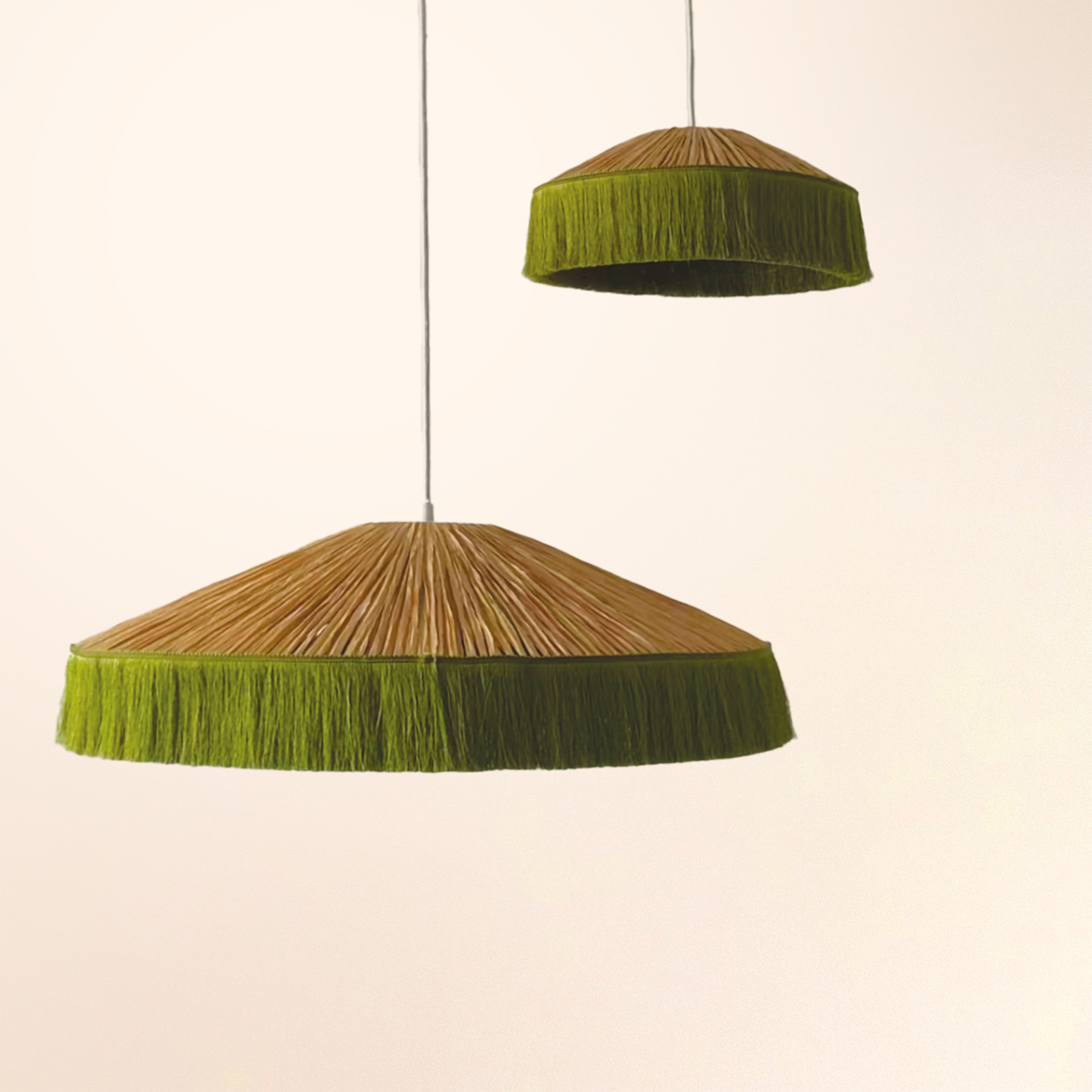 Abat-jour suspension en papier façon raphia et franges — vue 6