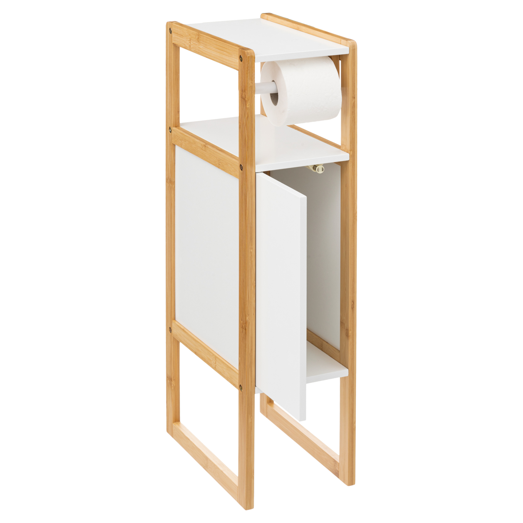 Dérouleur papier toilette avec rangement intégré en bois — vue 3