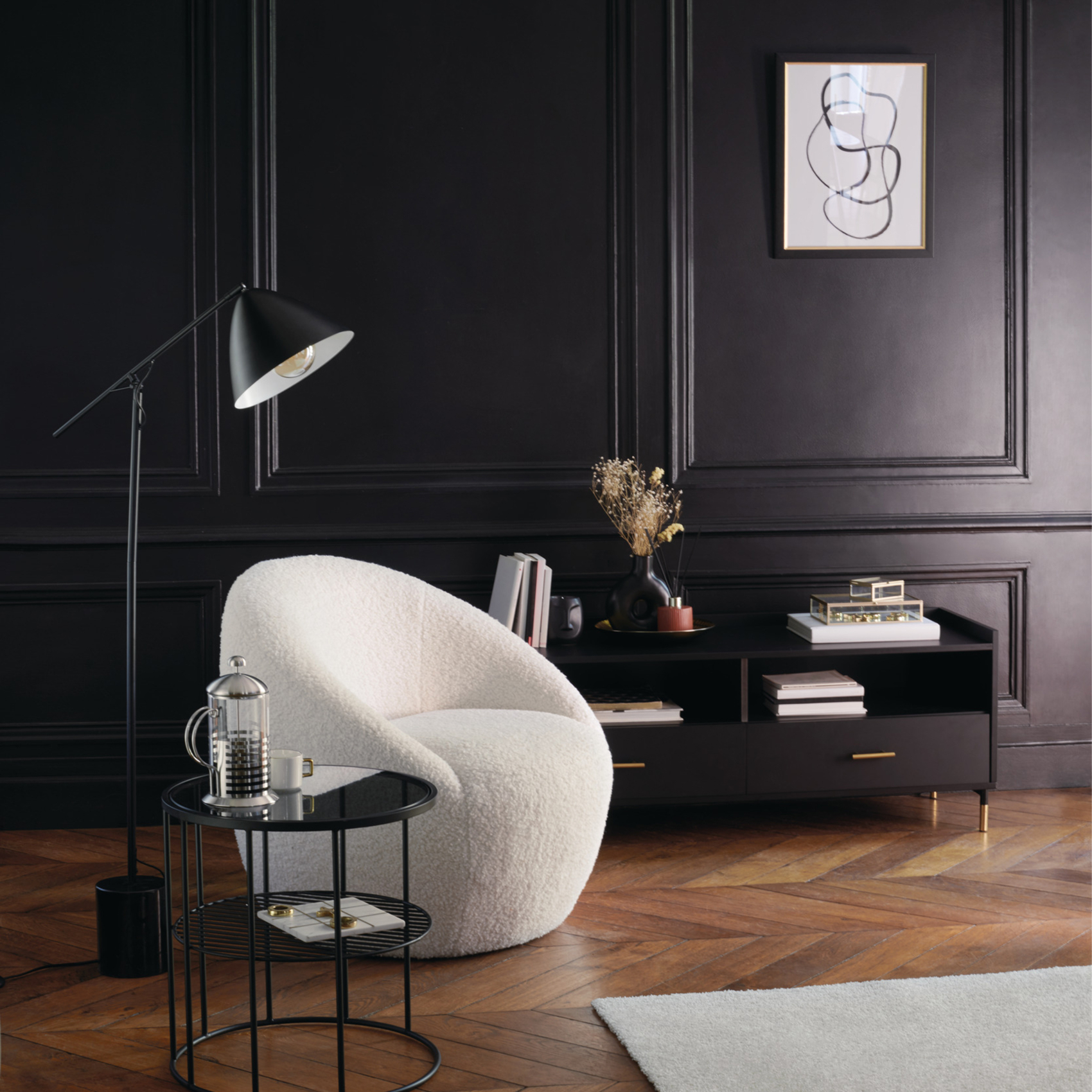 Fauteuil en bouclette au design arrondi — vue 5