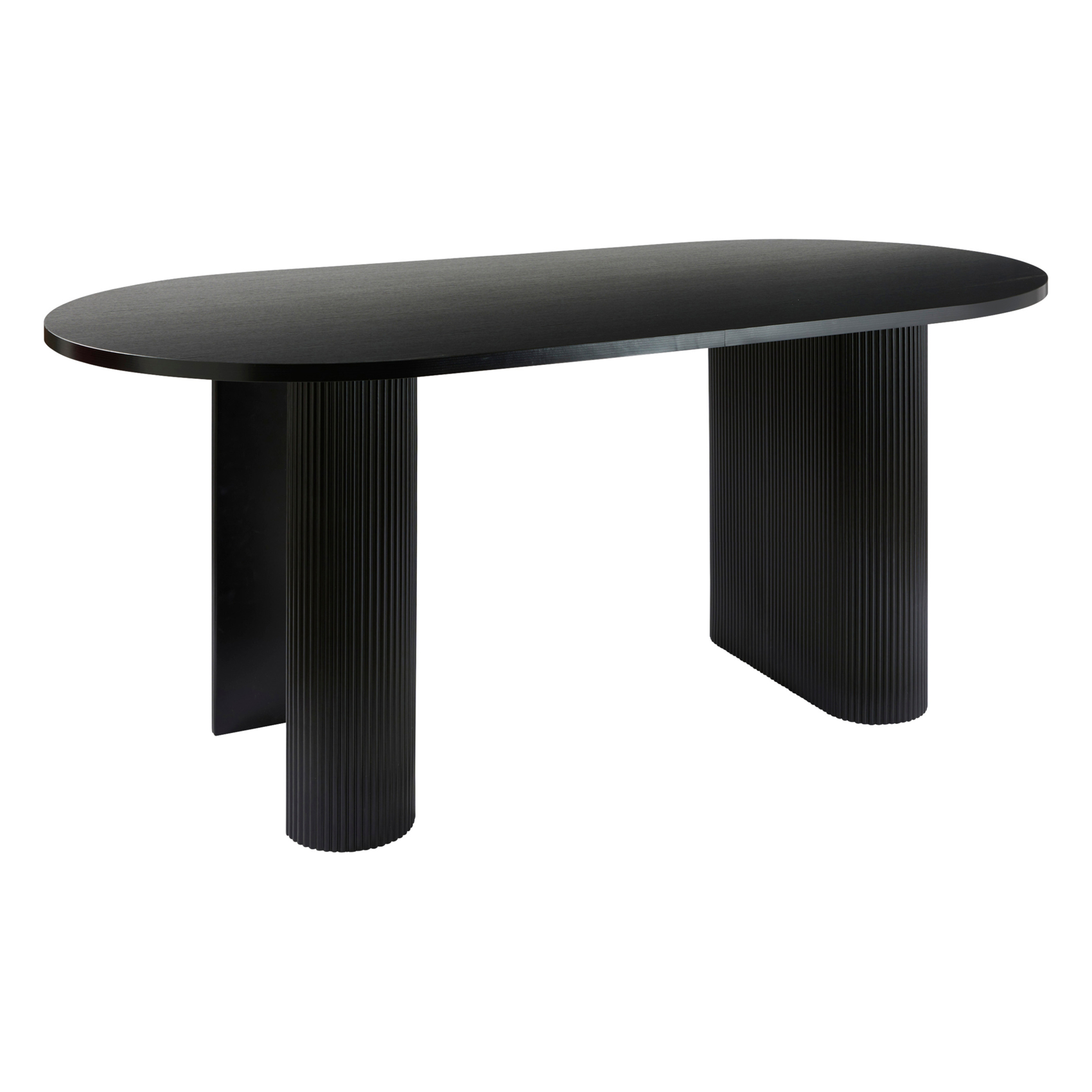 Table à manger ovale en bois avec pieds cannelés