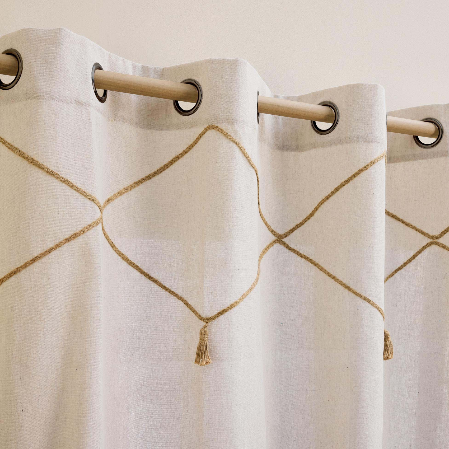 Rideau bohème jute et pompons — vue 6