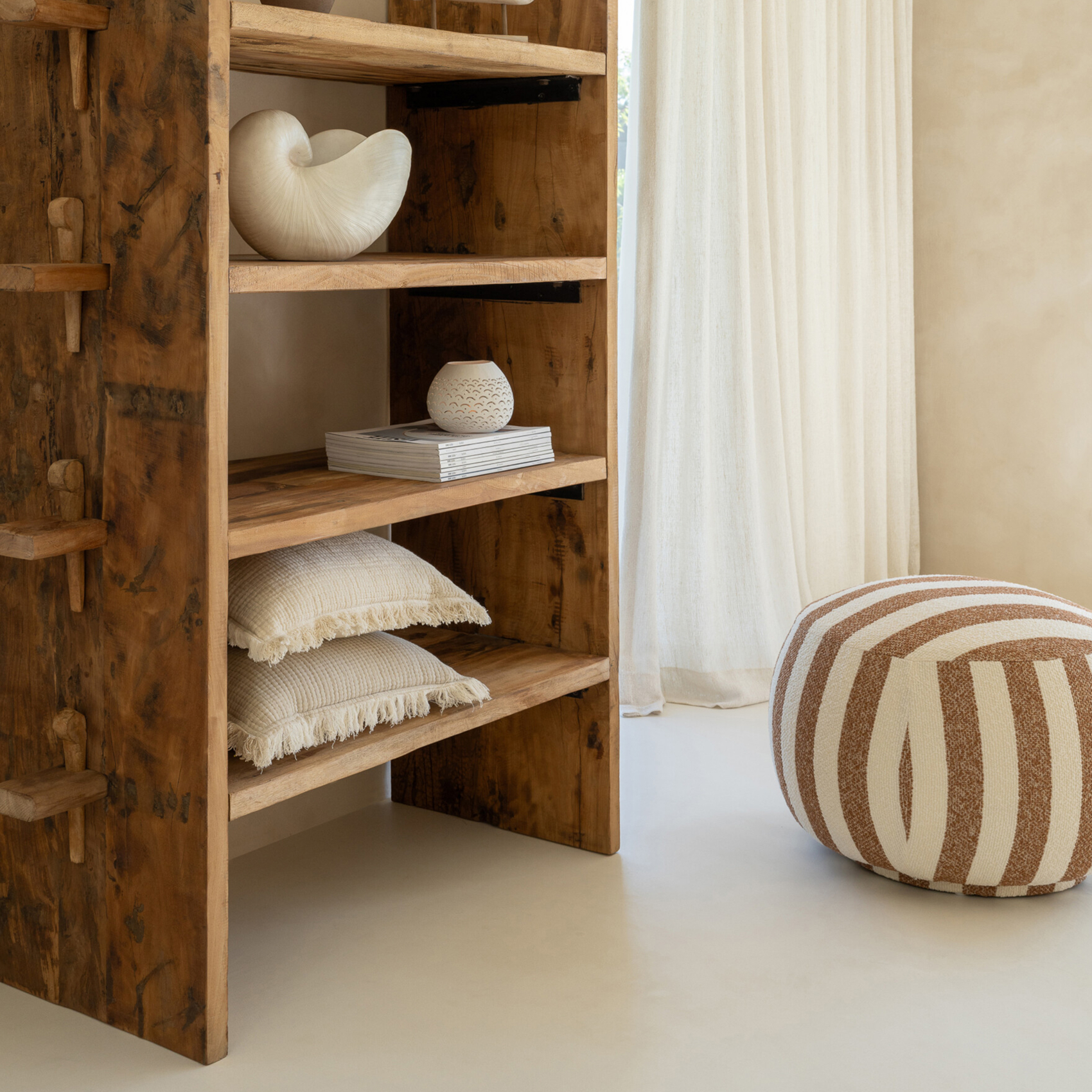 Pouf rond en tissu rayé — vue 5