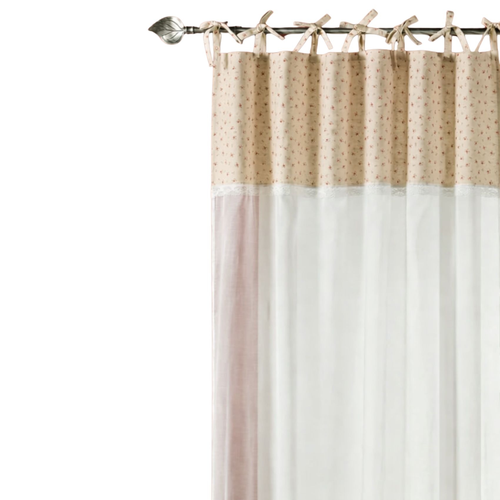 Voilage coton et lin à nouette avec parement — vue 4