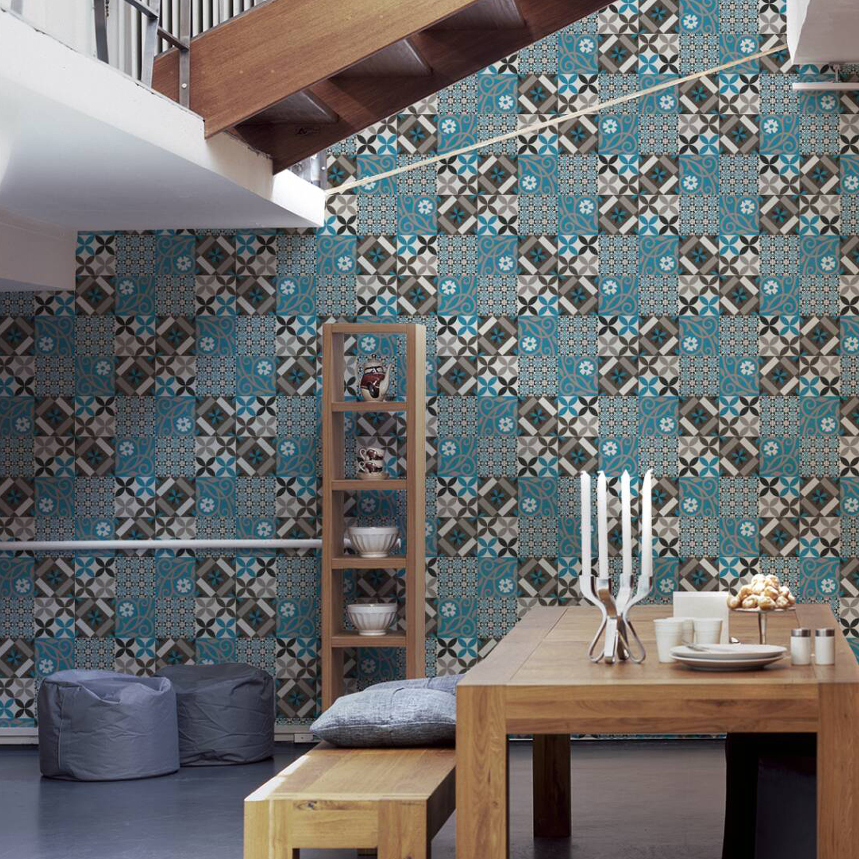 Papier peint effet mosaïque colorée — vue 4