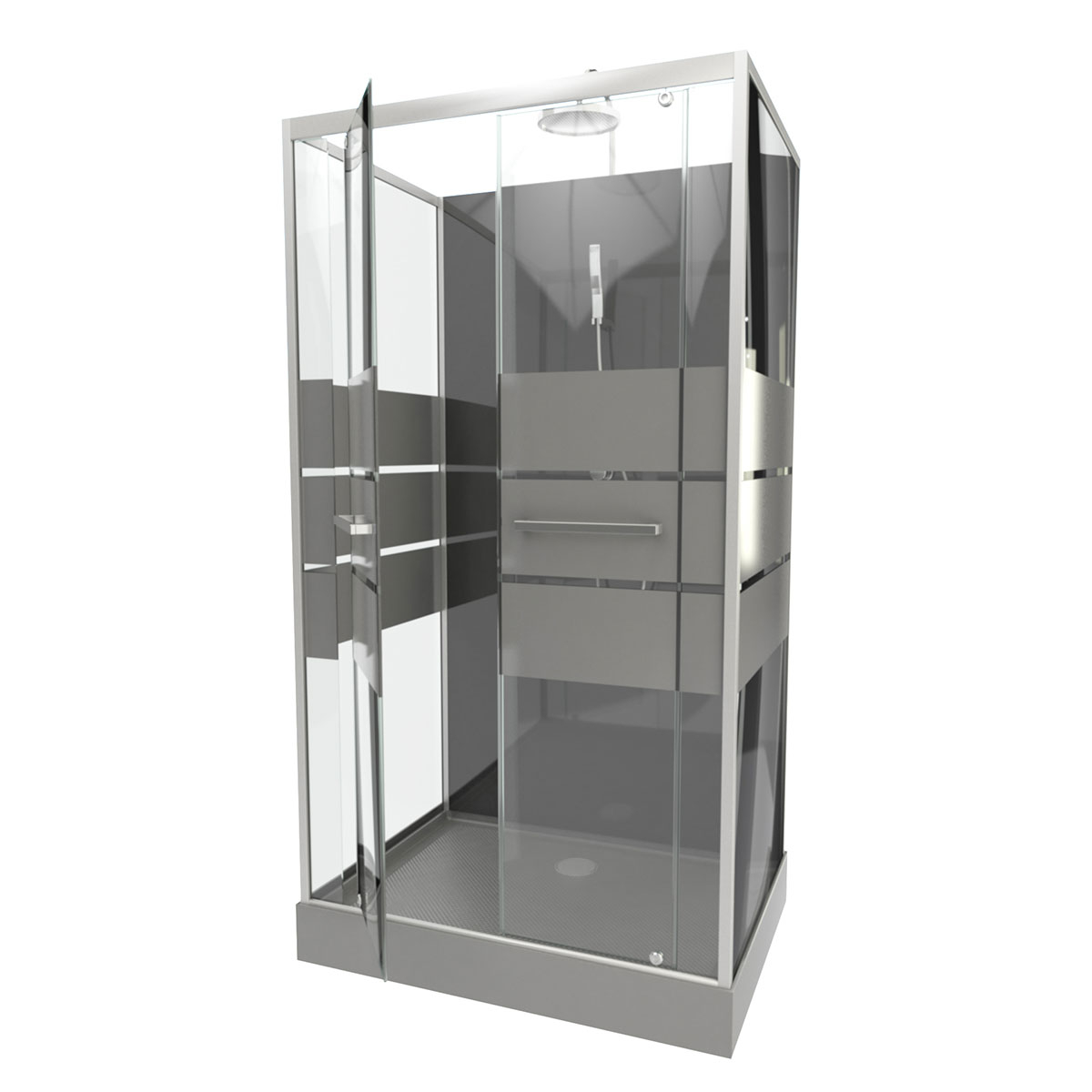 Cabine de douche avec portes sérigraphiées — vue 3