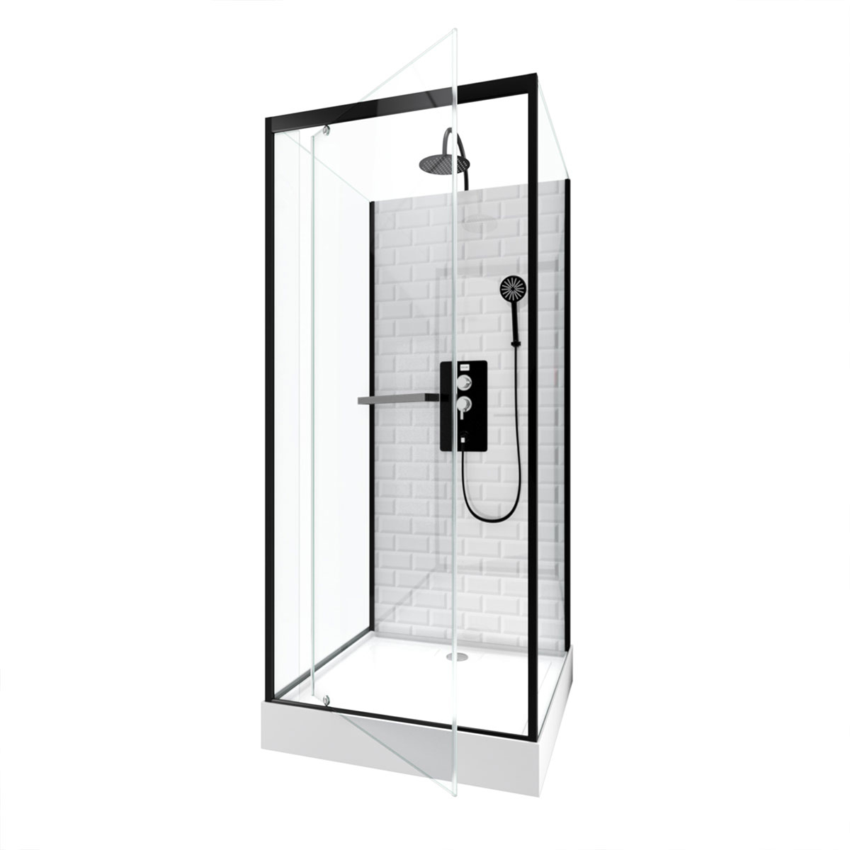 Cabine de douche ambiance métro — vue 3