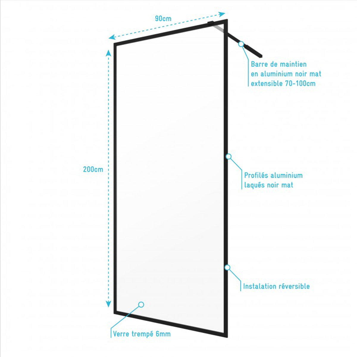 Paroi de douche en verre DARK EDGE — vue 3