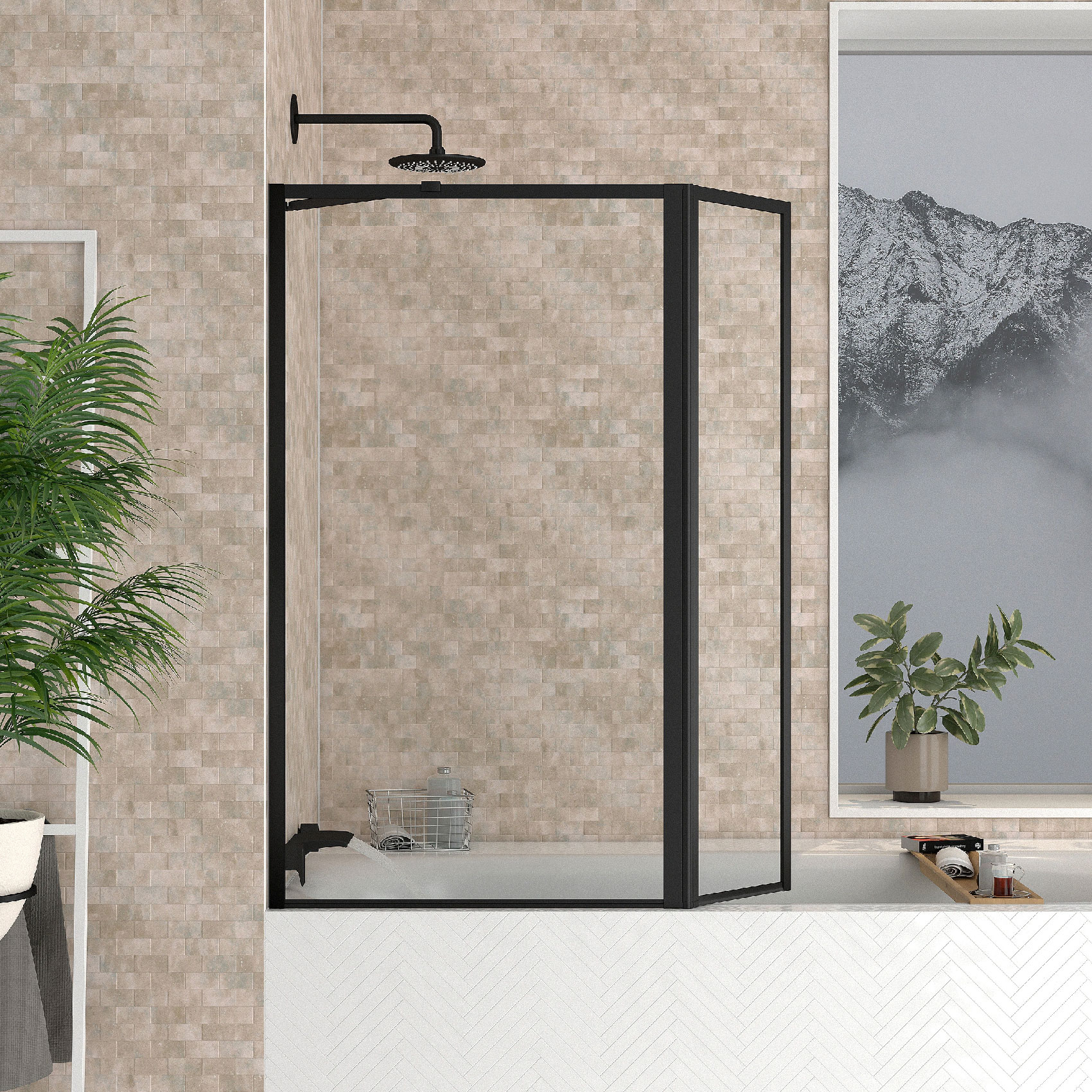 Pare baignoire avec pivot — vue 3
