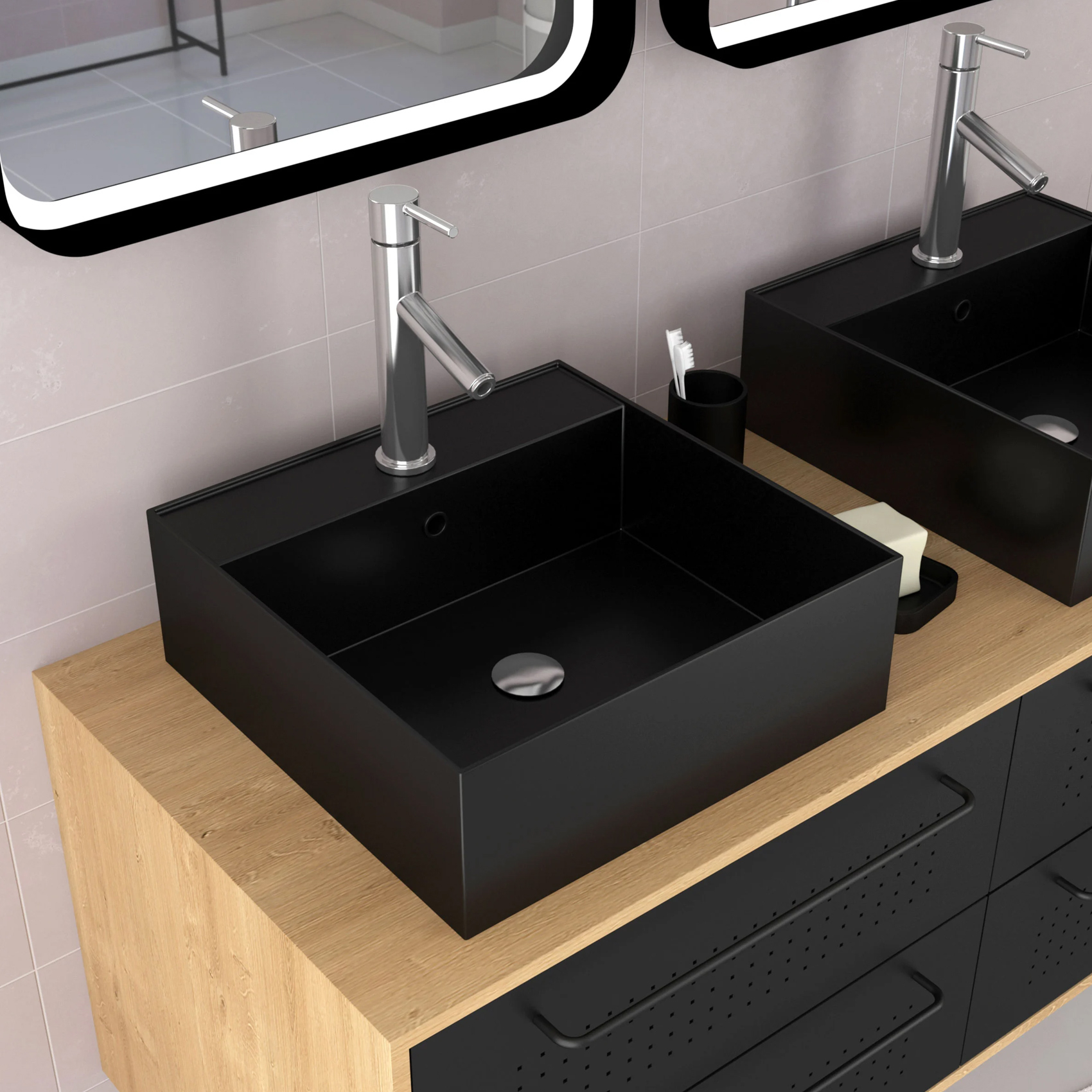 Pack avec meubles de salle de bains avec 2 vasques et 2 miroirs — vue 5