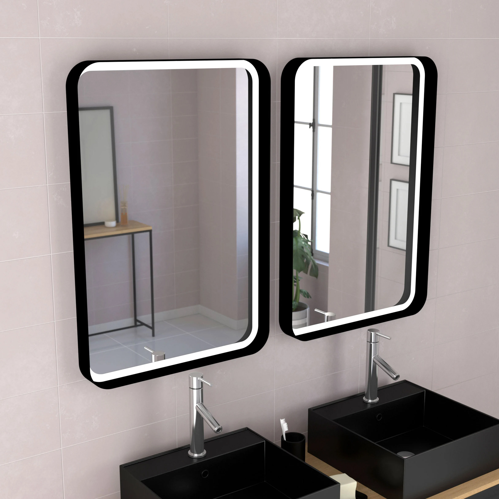 Pack avec meubles de salle de bains avec 2 vasques et 2 miroirs — vue 6