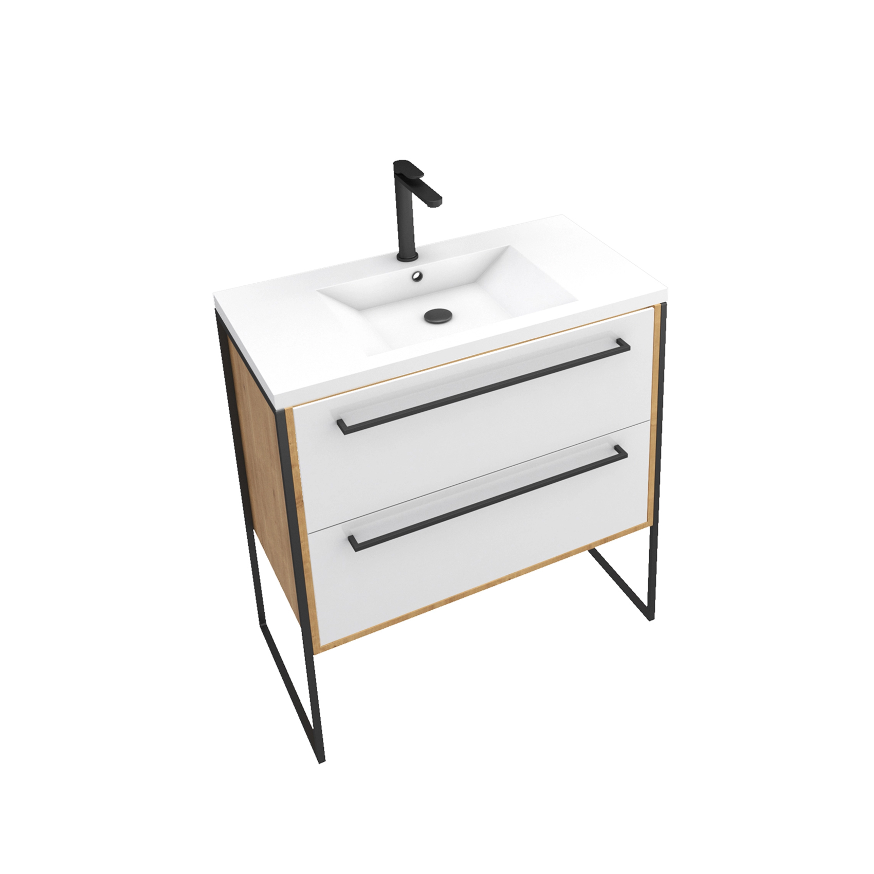 Pack meuble à tiroirs avec vasque en résine — vue 4