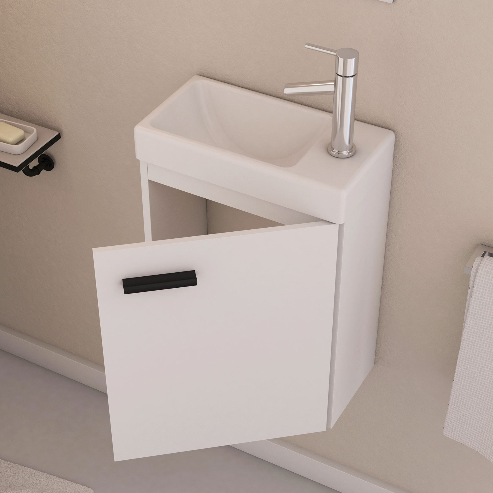 Lave main avec miroir — vue 3