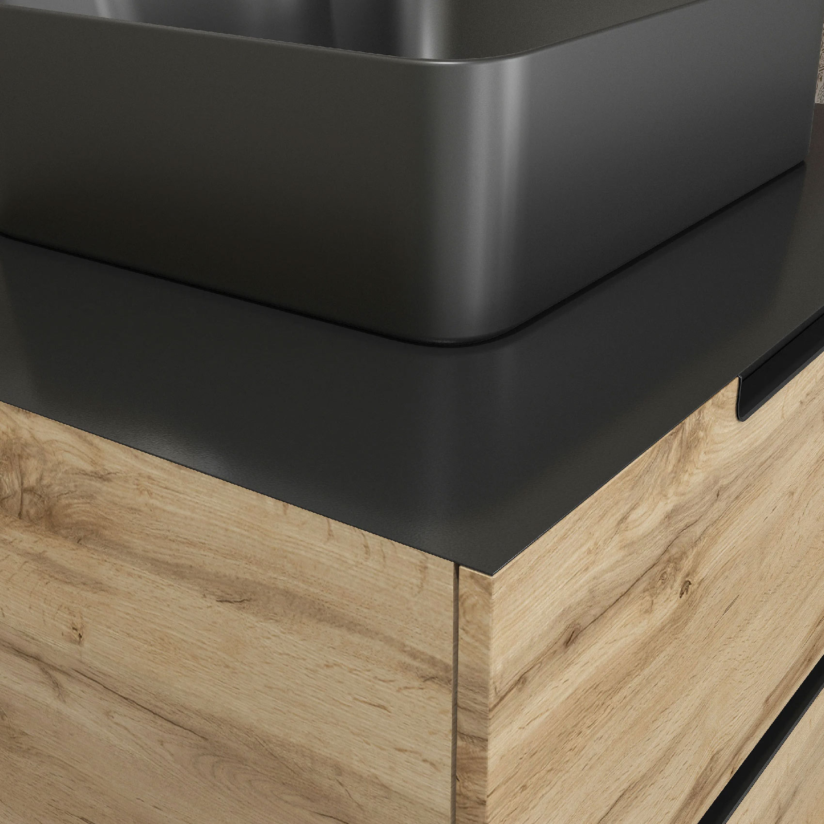 Meuble de salle bains avec vasque et miroir au style authentique — vue 5