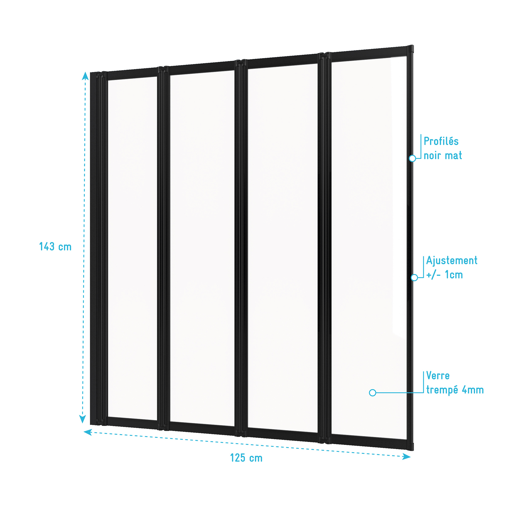 Pare baignoire quatro black — vue 4
