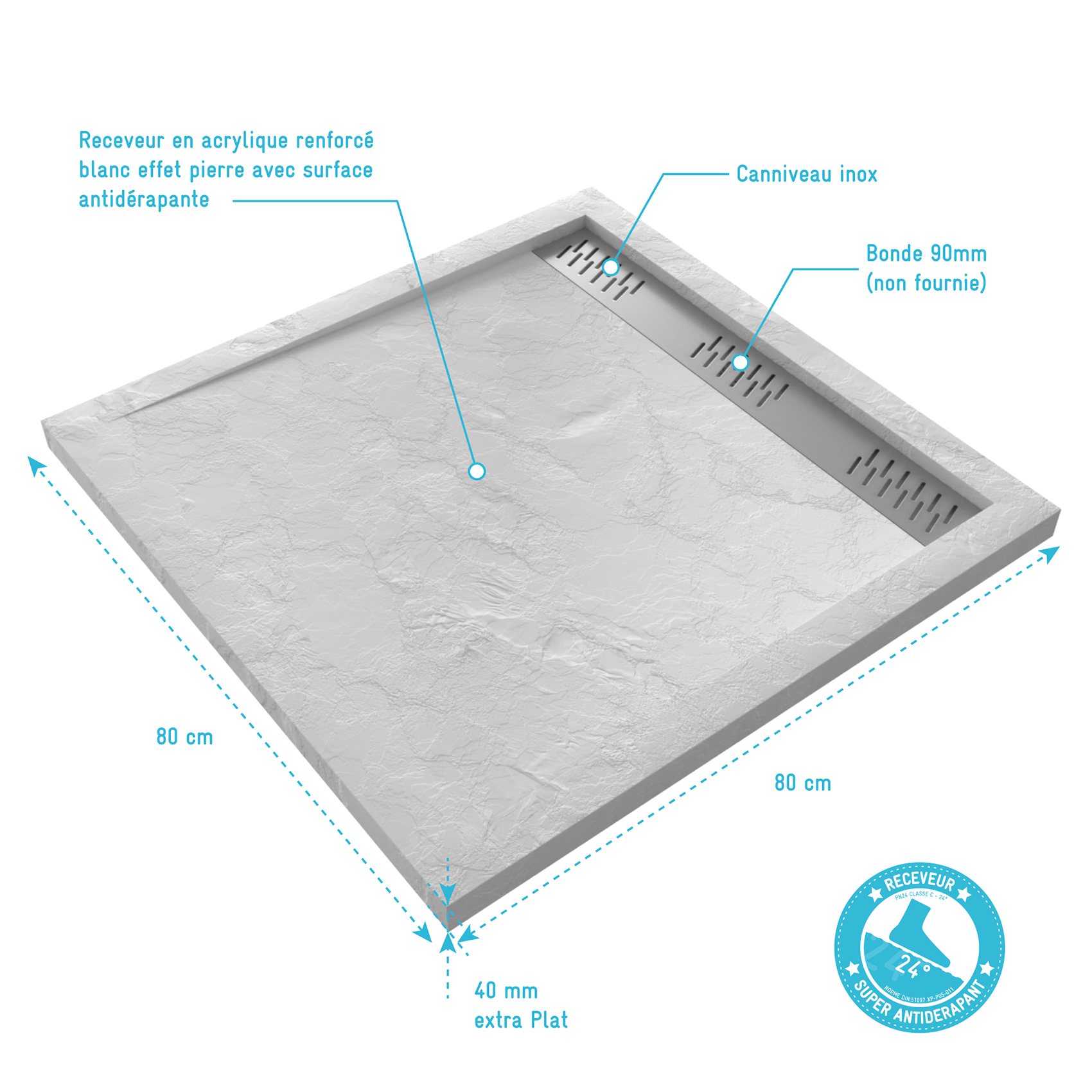 Receveur extra plat — vue 4