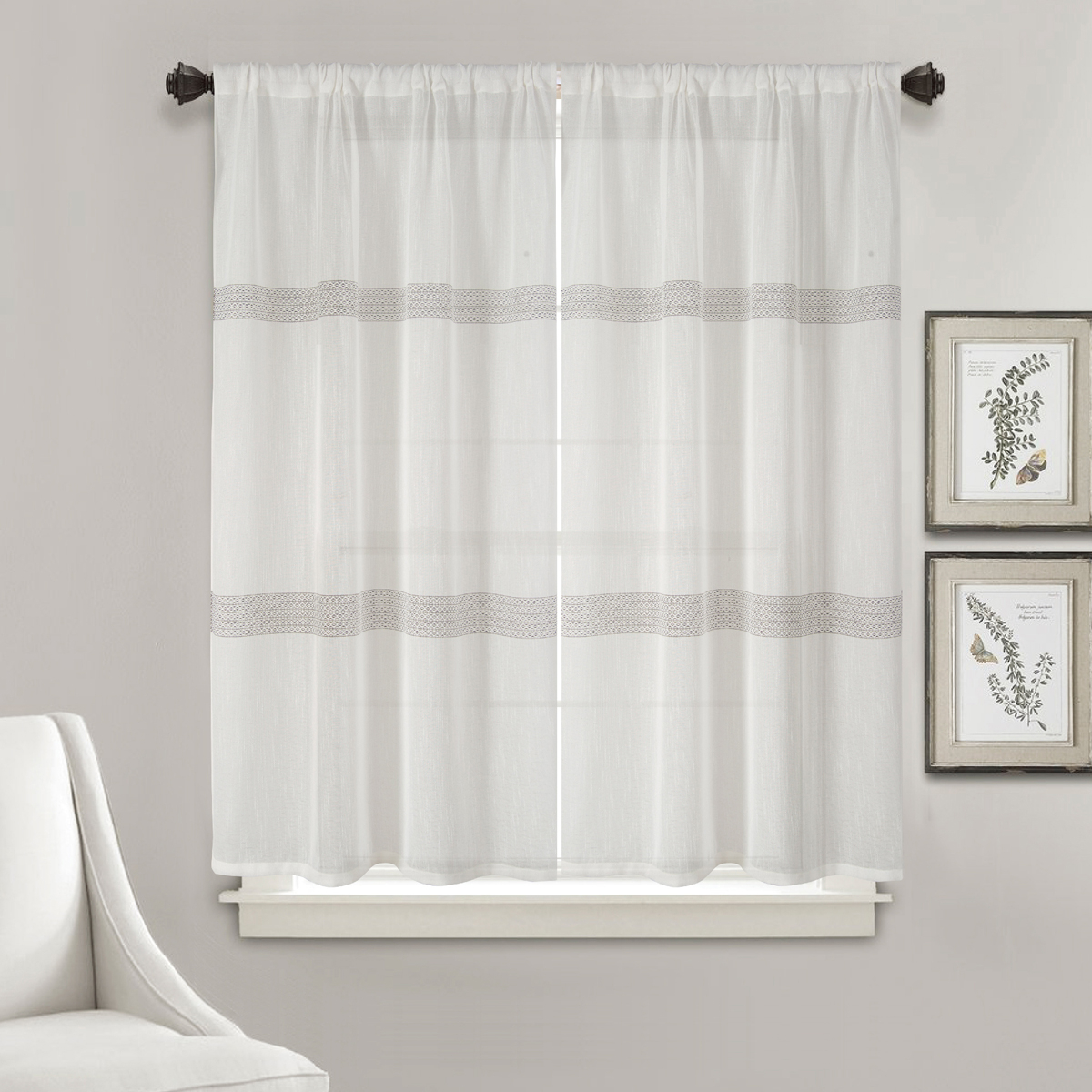 Paire de petits voilages droits à rayures — vue 4