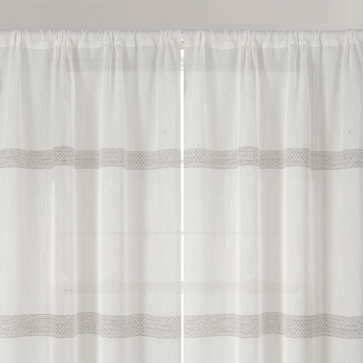 Paire de petits voilages droits à rayures — vue 5