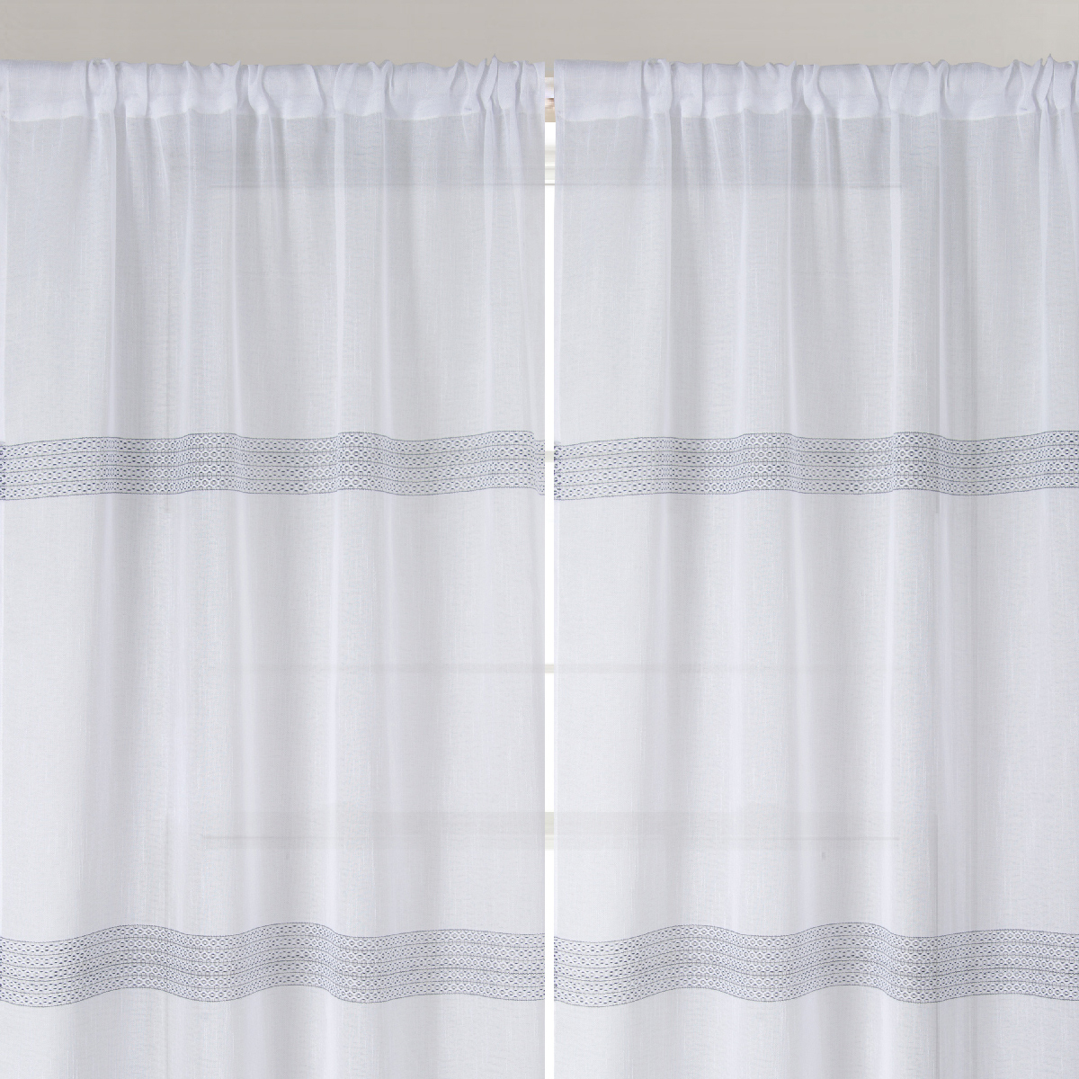 Paire de petits voilages droits à rayures — vue 3