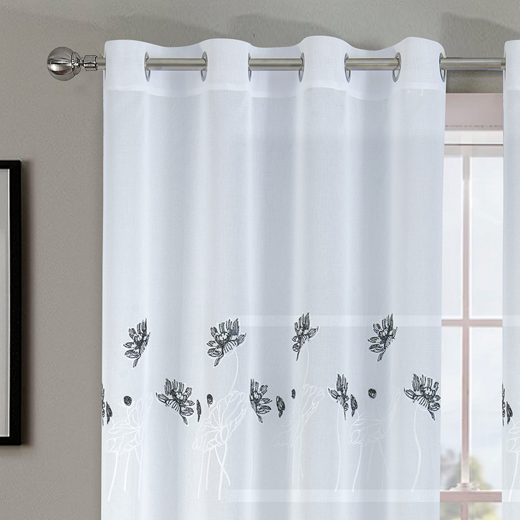 Paire de voilage fleurie et plombée — vue 3