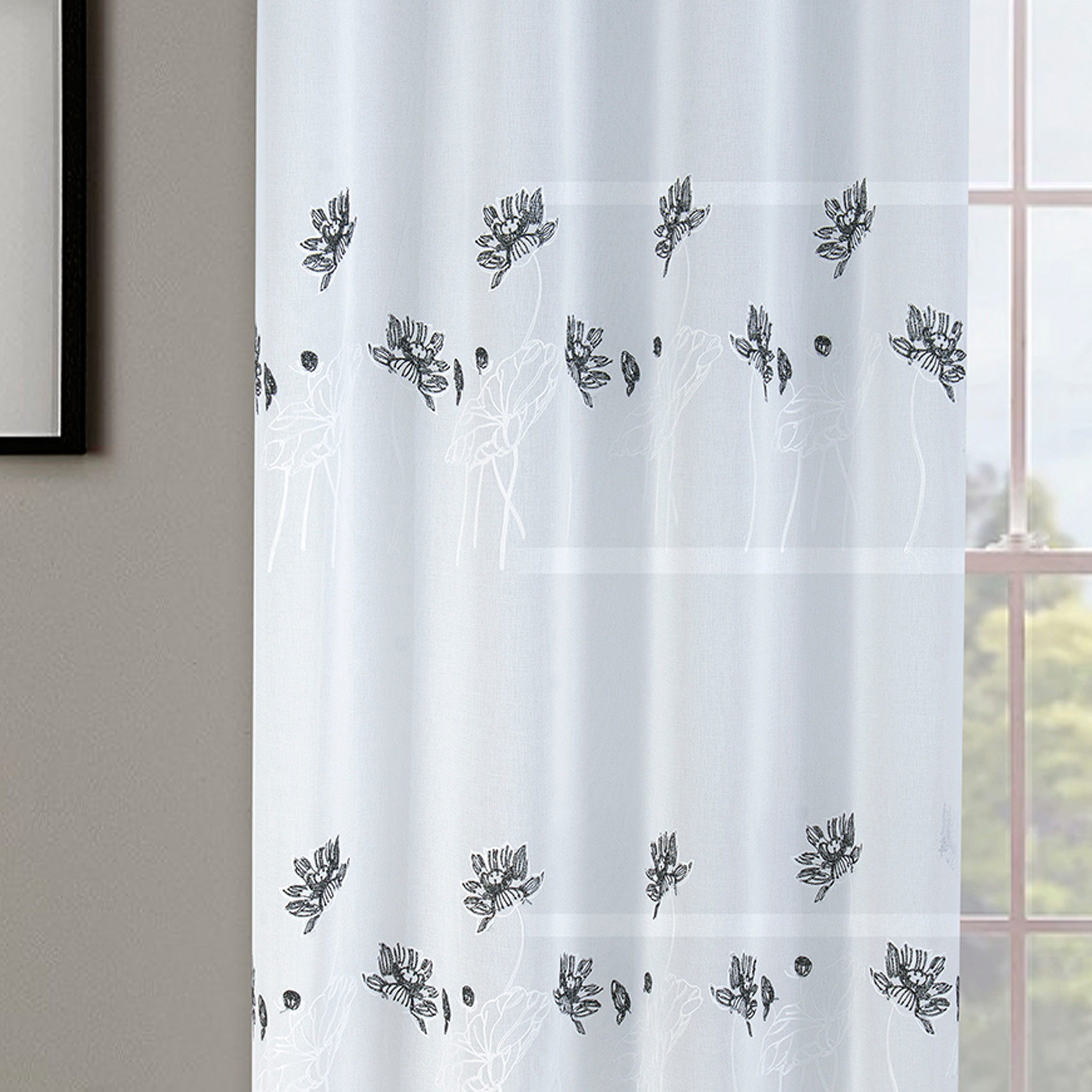 Paire de voilage fleurie et plombée — vue 4