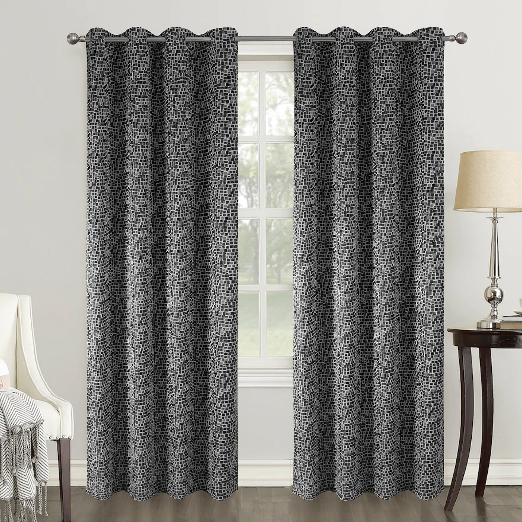 Paire de rideaux obscurcissants au style géométrique — vue 3