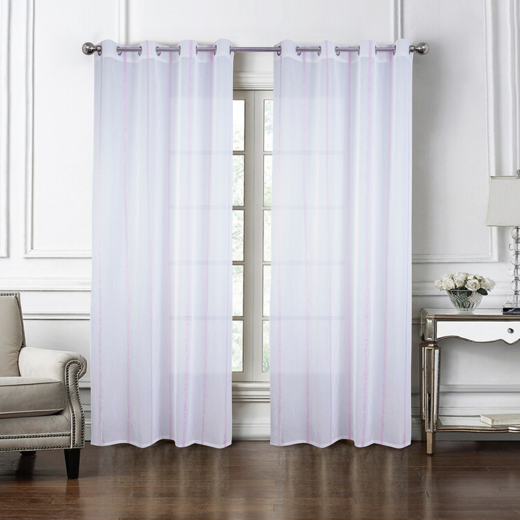 Paire de voilages à bandes verticales brillantes — vue 4