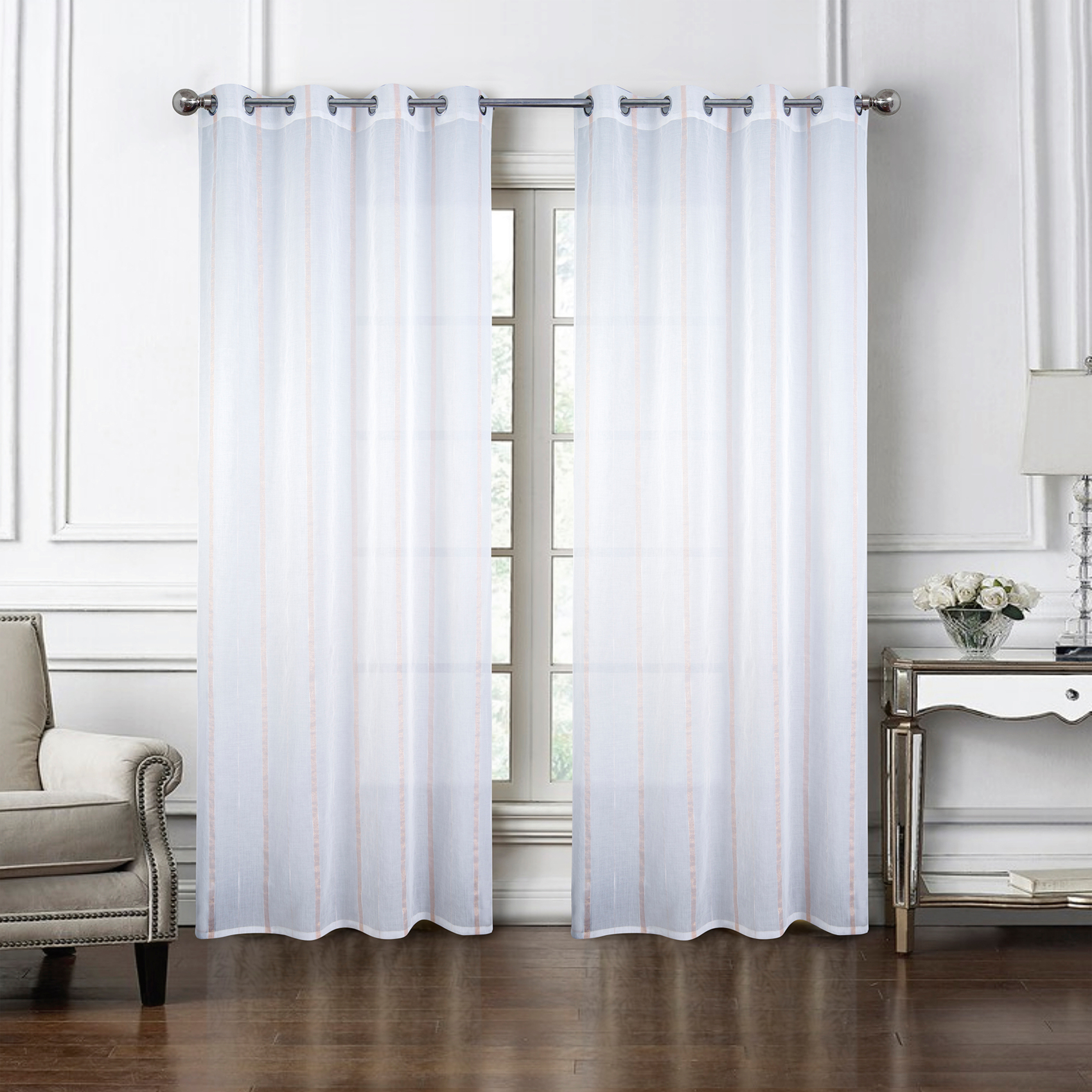 Paire de voilages à bandes verticales brillantes — vue 6