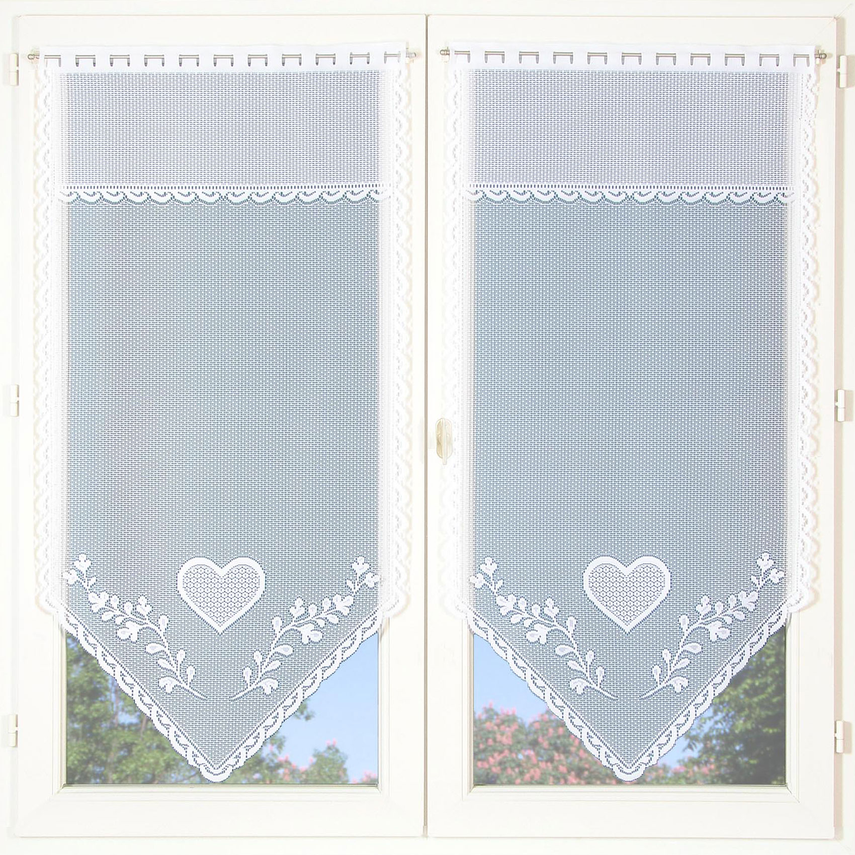 Paire de petits voilages cœur en pointe