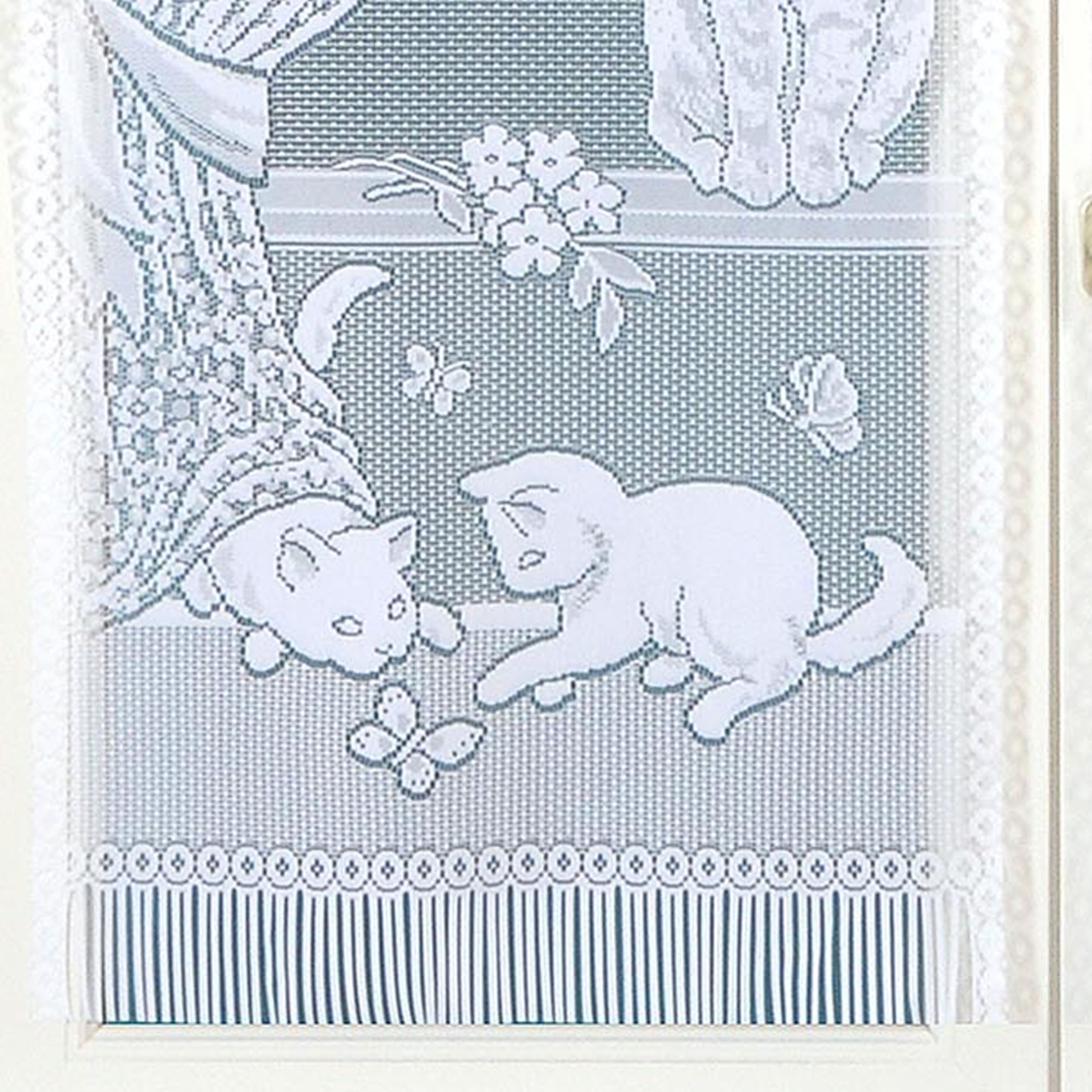 Paire de petits voilages dentelle chatons et franges — vue 3