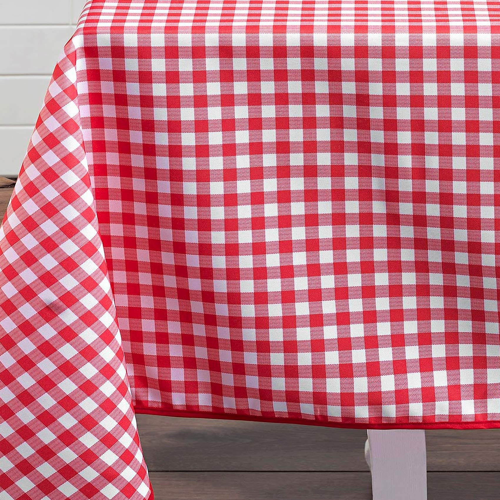 Nappe rectangulaire vichy rouge et blanc — vue 3