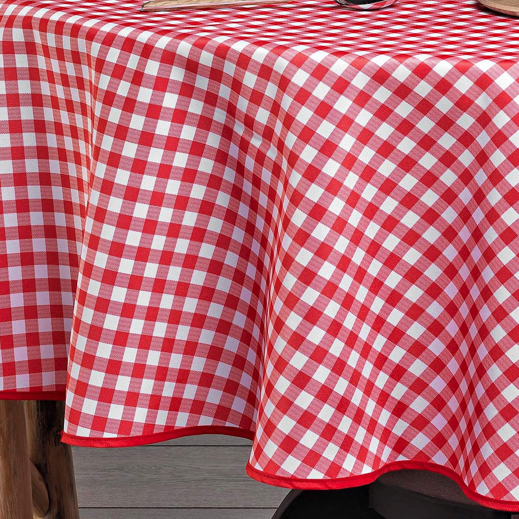 Nappe ronde vichy rouge et blanc — vue 3