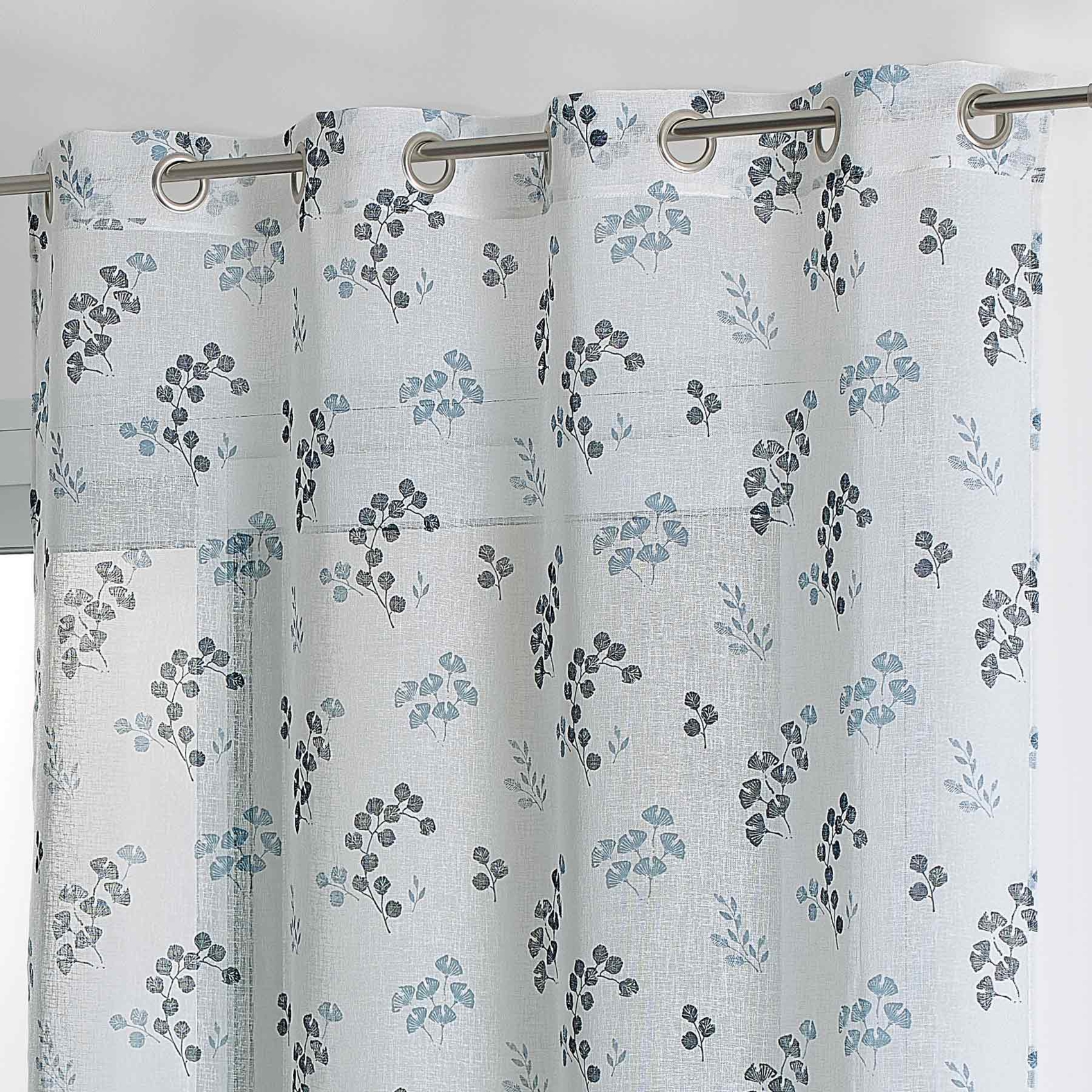 Voilage tamisant en étamine fleurie — vue 6